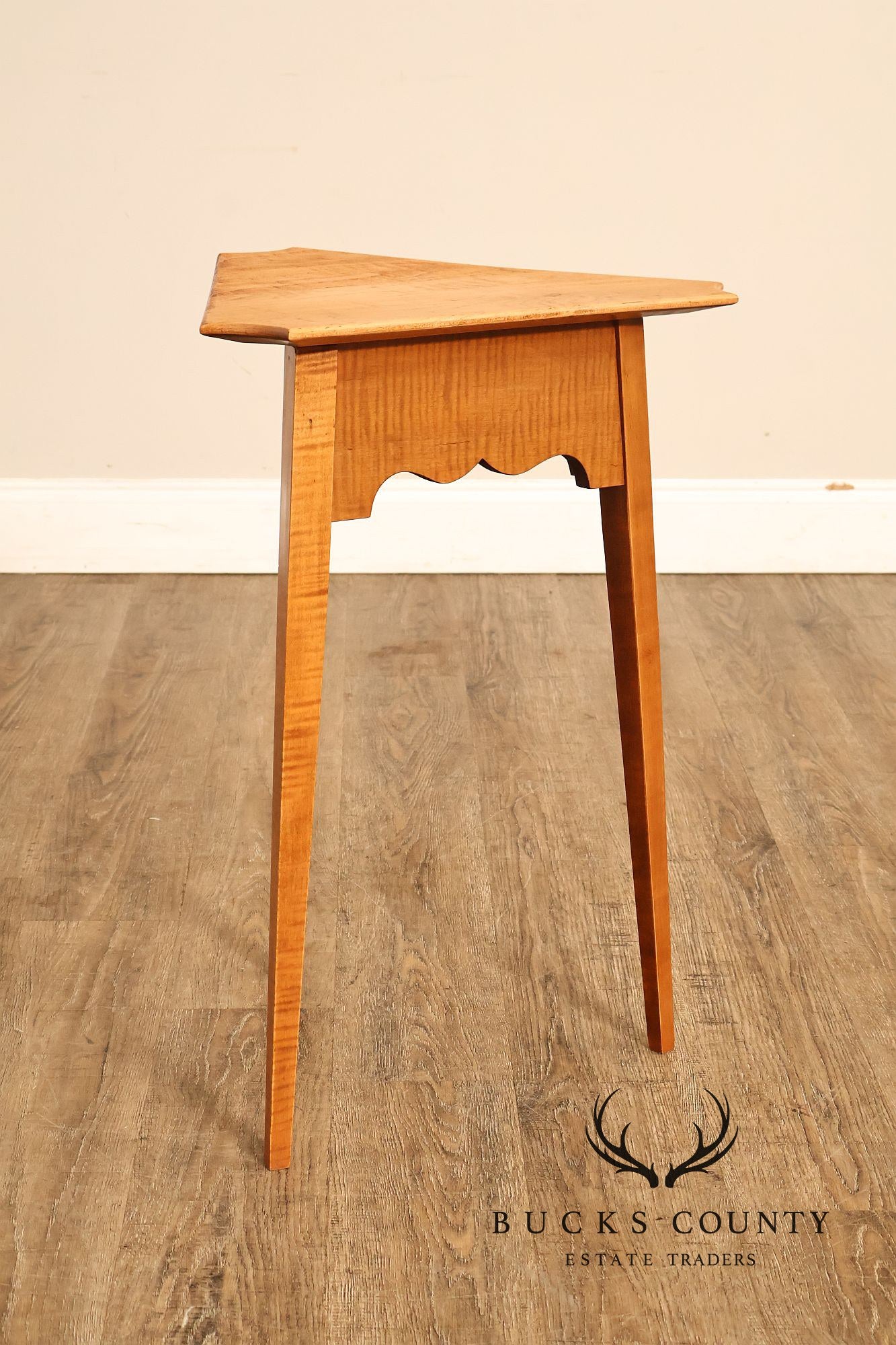 River Bend Ltd. Tiger Maple Triangular Side Table