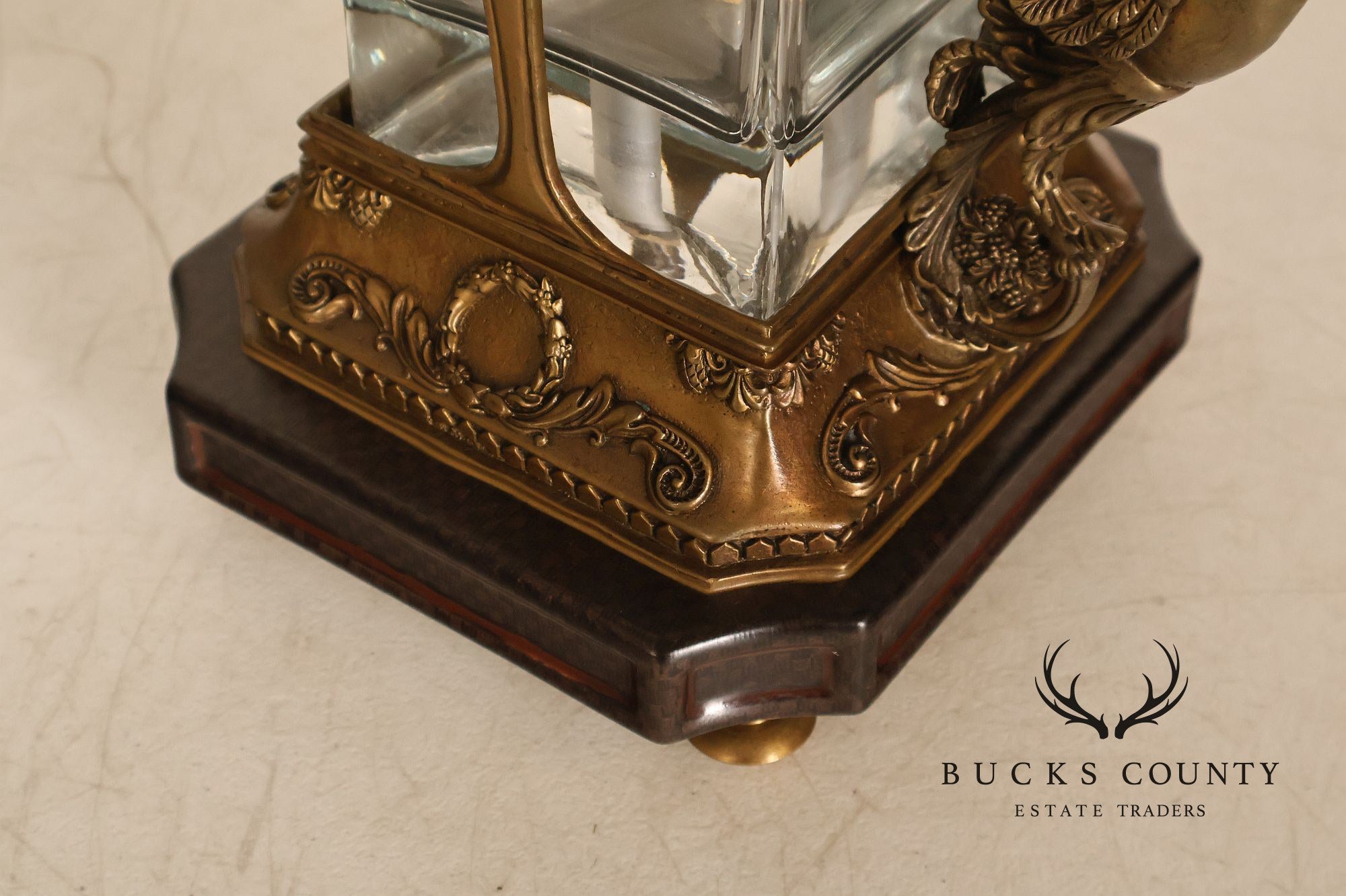 Castilian Brass Swan Motif Table Lamp with Glass Body