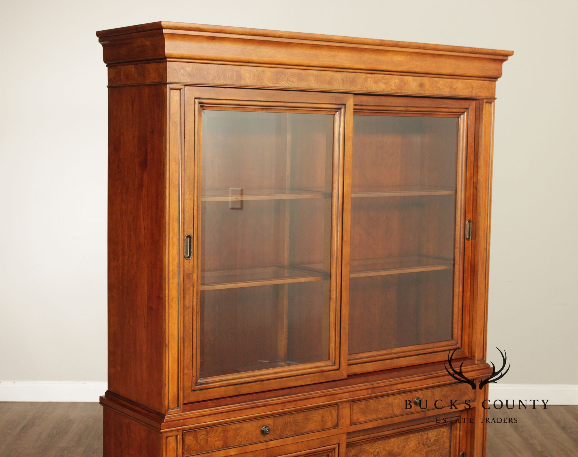 Ethan Allen 'Townhouse' Burlwood Bookcase China Display Cabinet