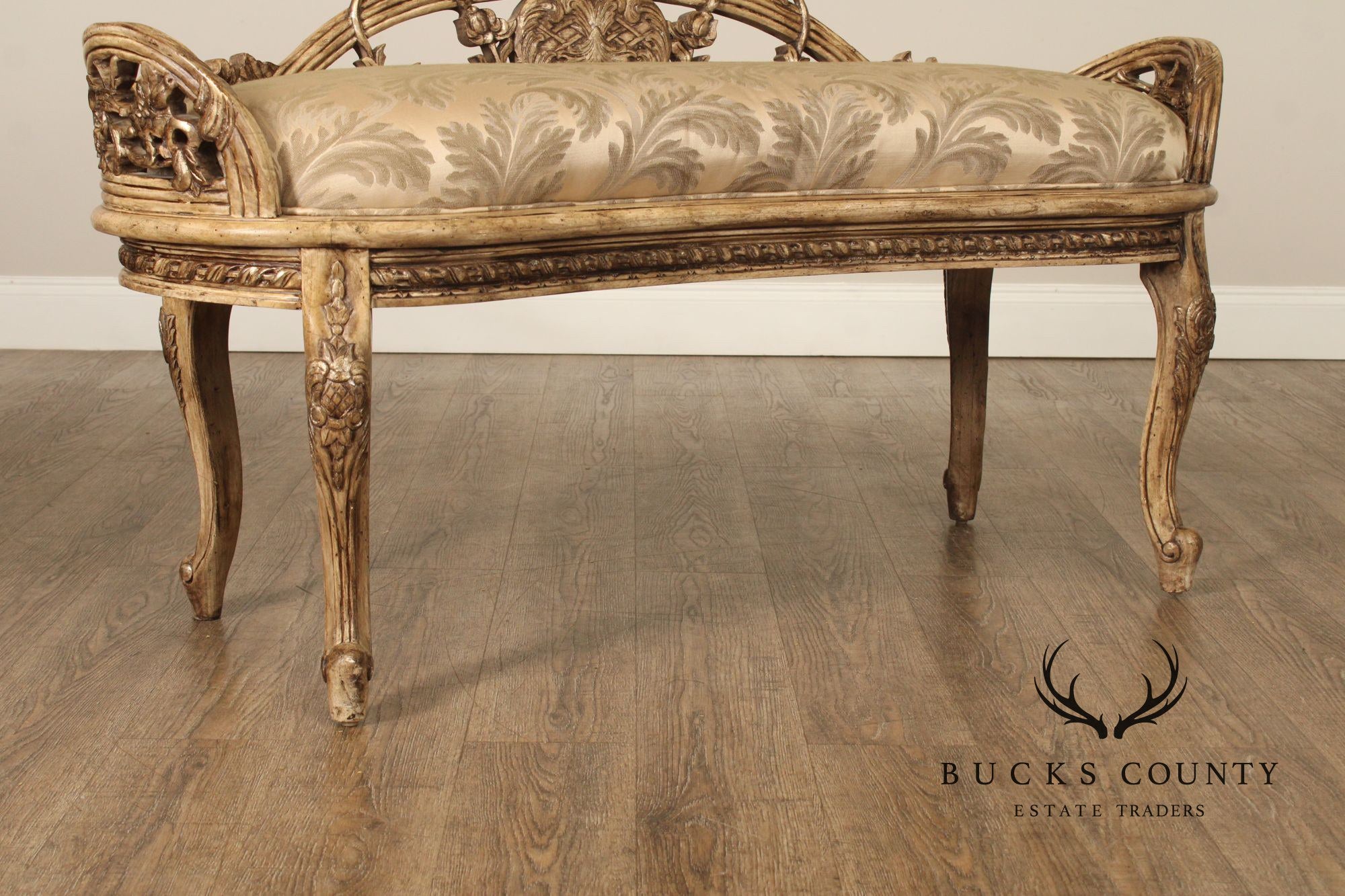 Italian Rococo Style Antiqued Window Bench