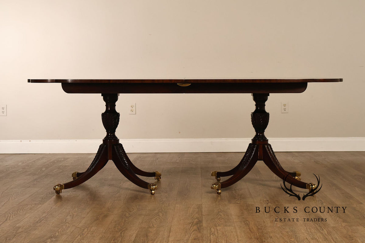Kindel Georgian Style Double Pedestal Mahogany Dining Table