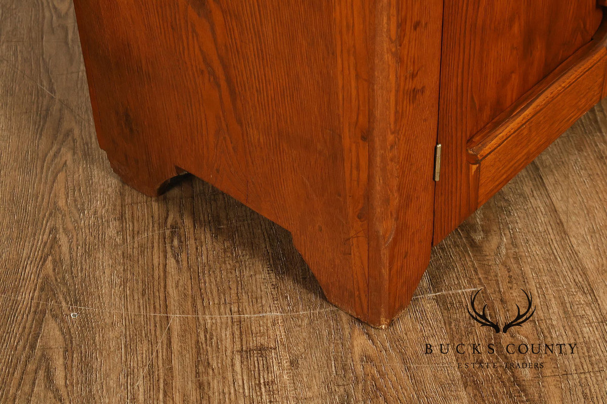 Antique Pine Dry Sink Hutch With Copper Lined Basin