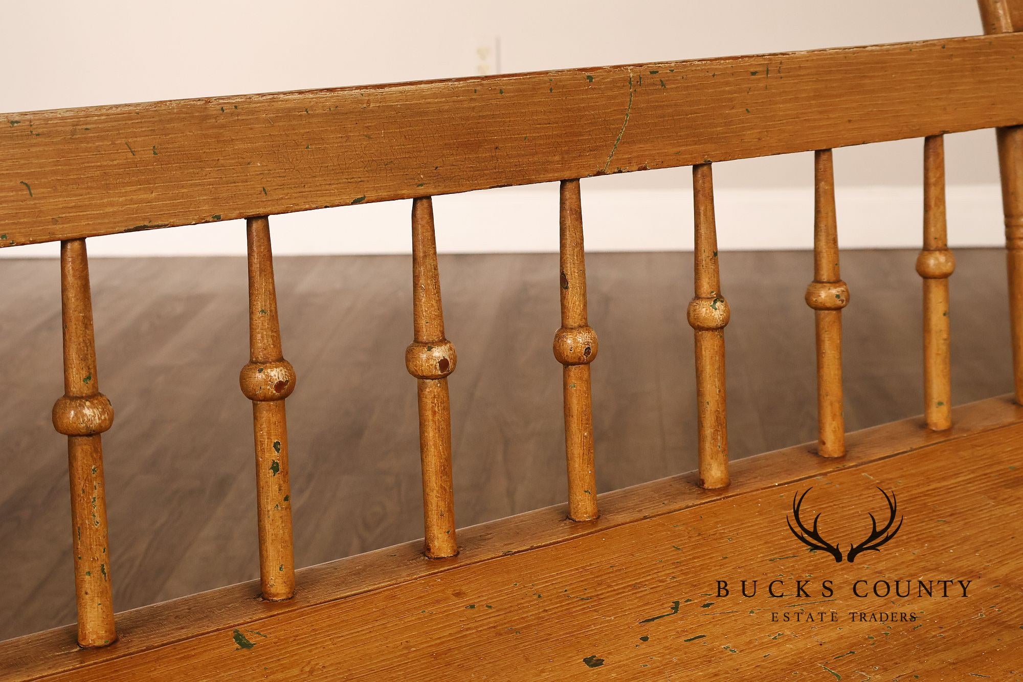Antique Grain Painted American Deacons Bench