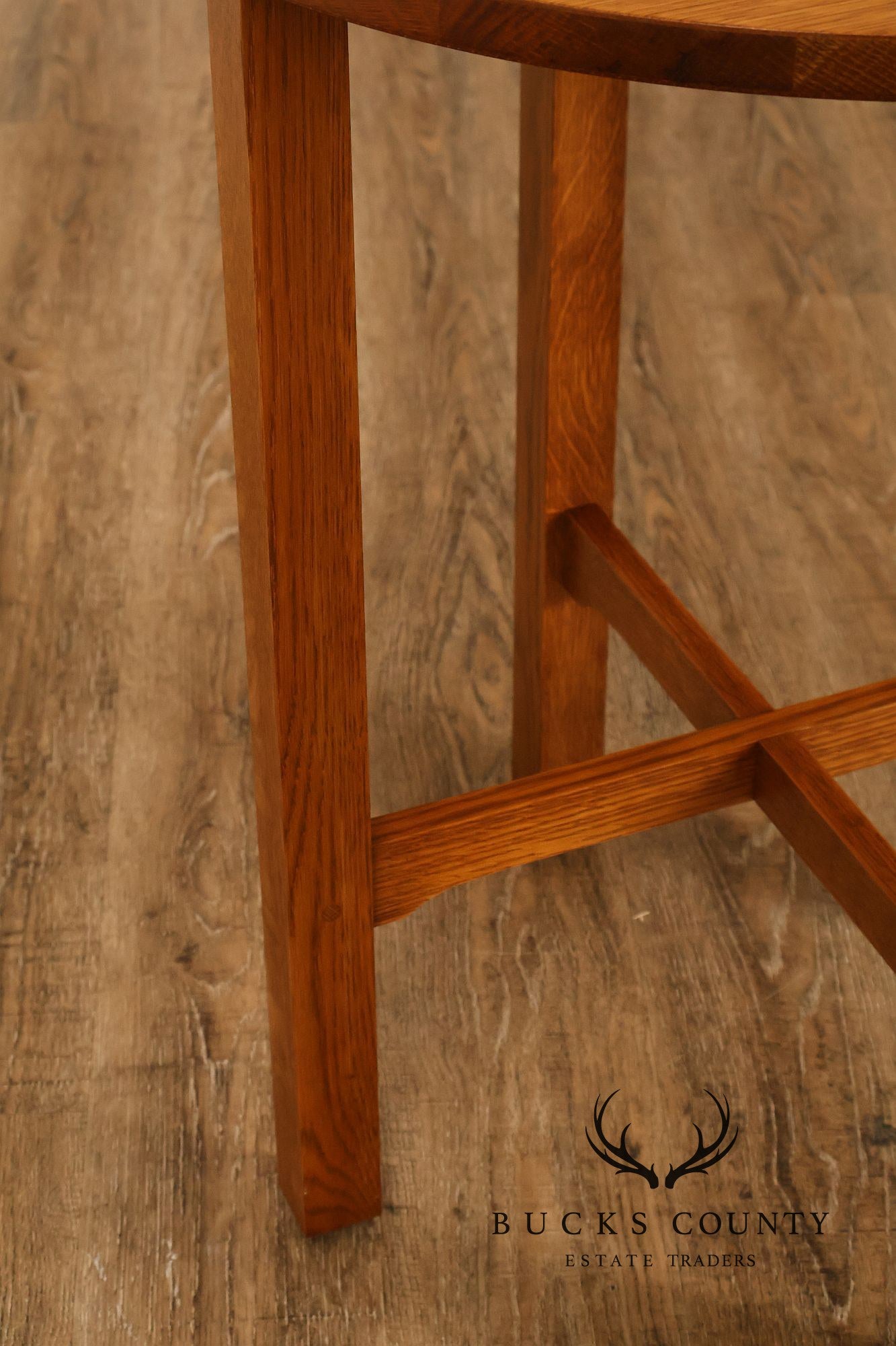 Stickley Mission Ellis Inlaid Round Oak Side Table