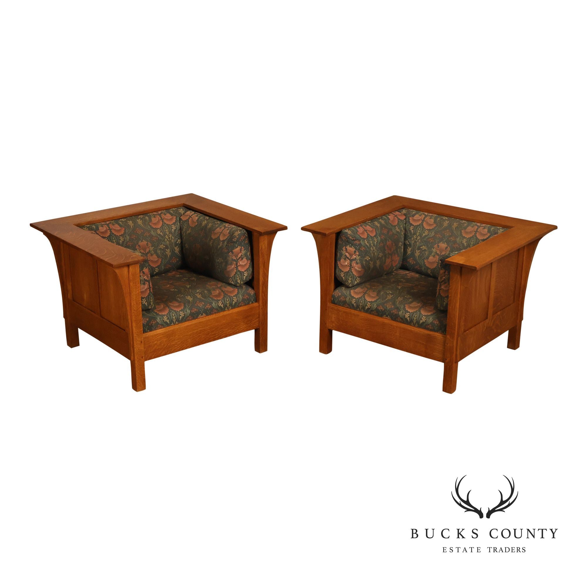 Stickley Mission Collection Pair of Oak Prairie Chairs