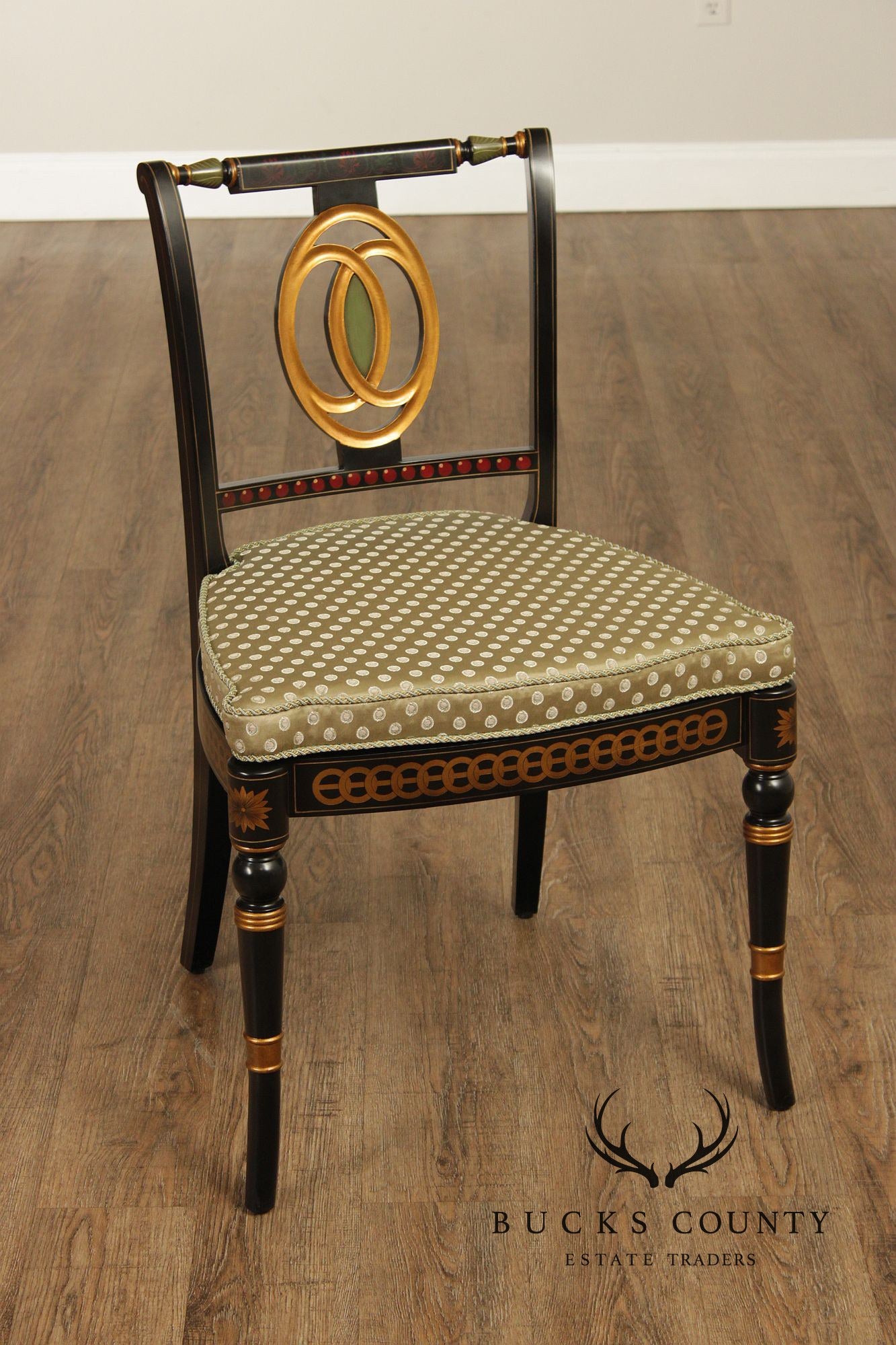 Theodore Alexander Regency Style Set Of Eight Painted And Gilt Dining Chairs