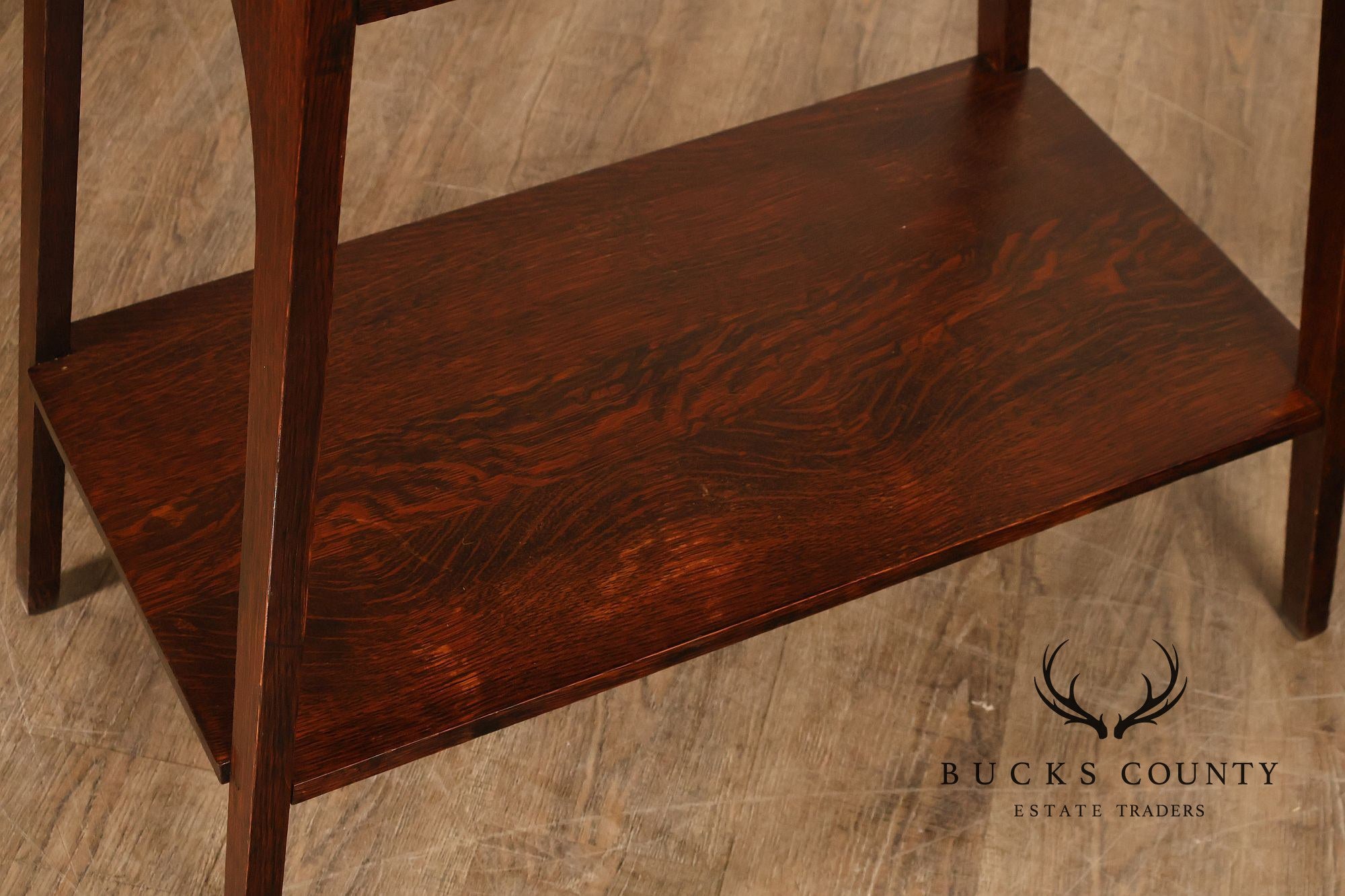 Antique Arts And Crafts Style Solid Oak Console Table With Drawer