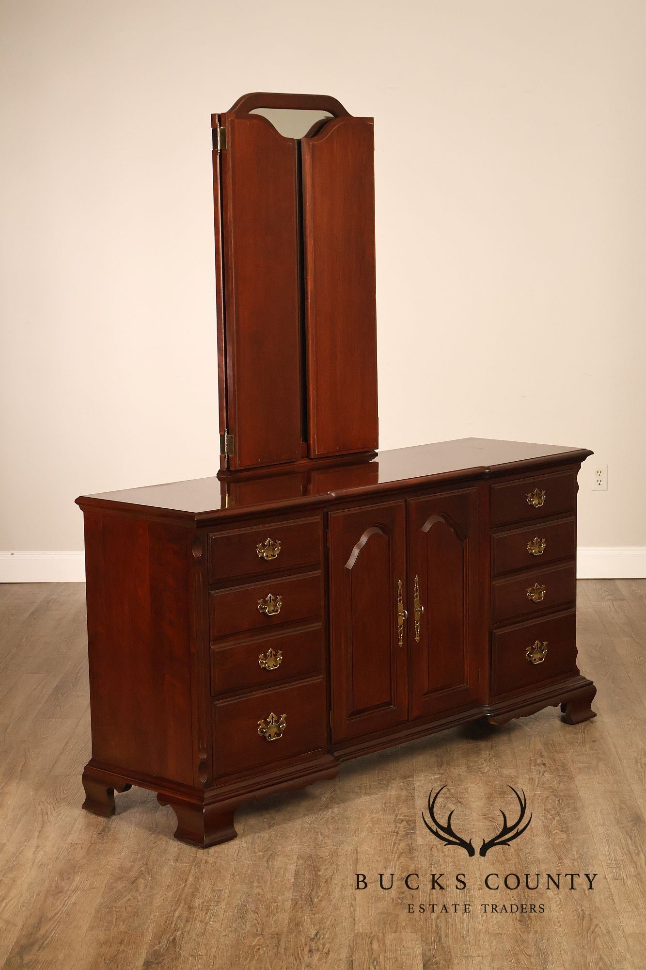 Pennsylvania House Chippendale Style Cherry Long Dresser with Mirror