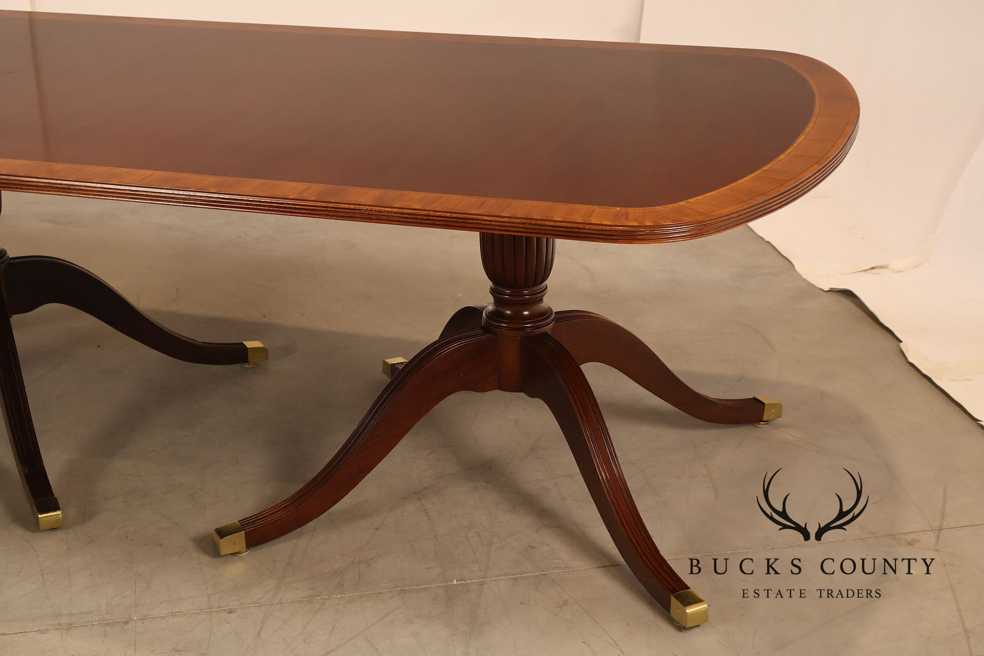 Councill Regency Style Triple Pedestal Mahogany 12' Dining Table