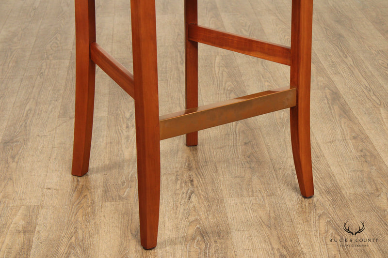 Stickley Metropolitan Collection Pair of Cherry and Leather Bar Stools