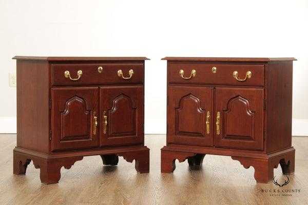 Harden Chippendale Style Pair of Brandywine Cherry Cabinet Nightstands