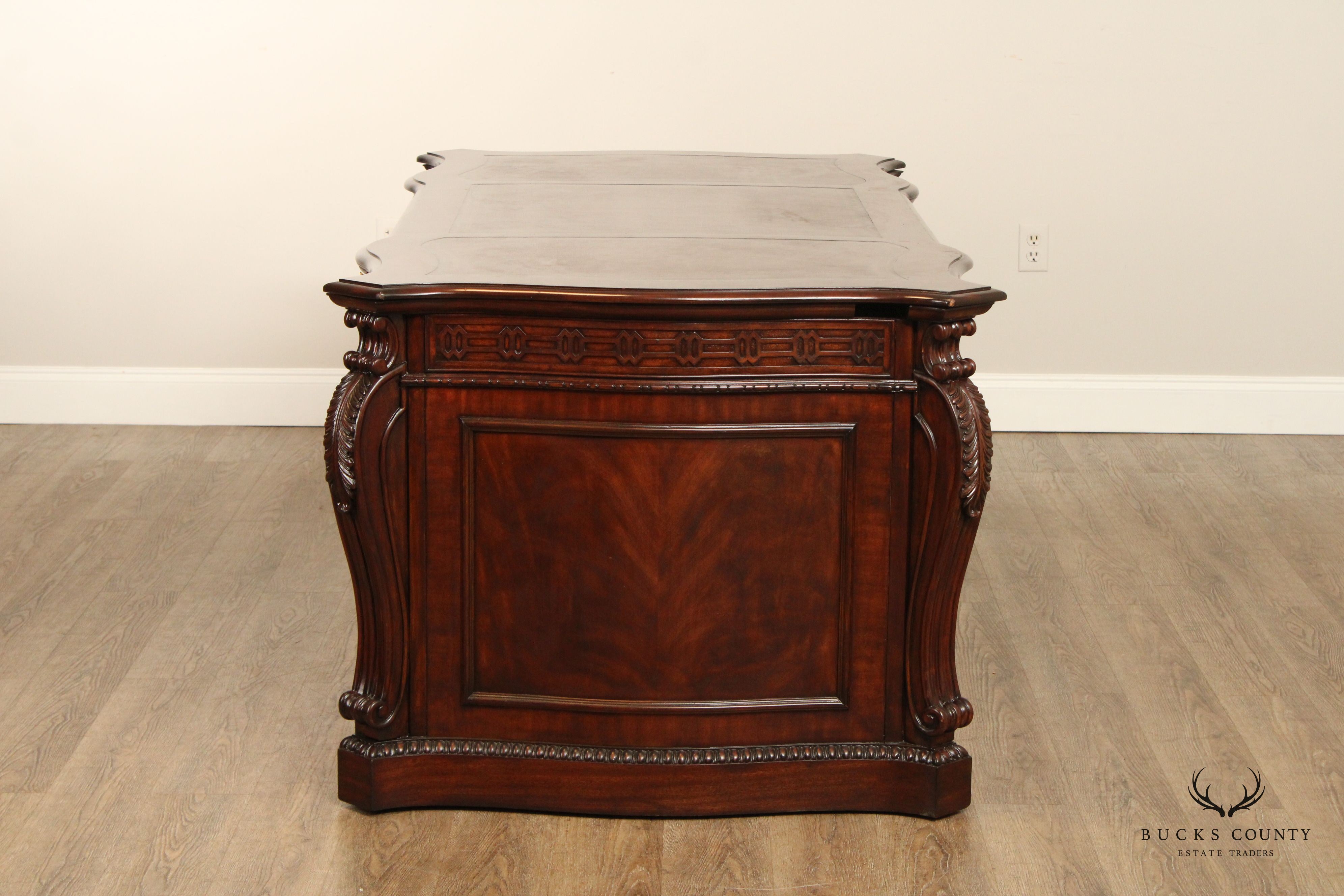 Georgian Style Leather Top Mahogany Executive Writing Desk