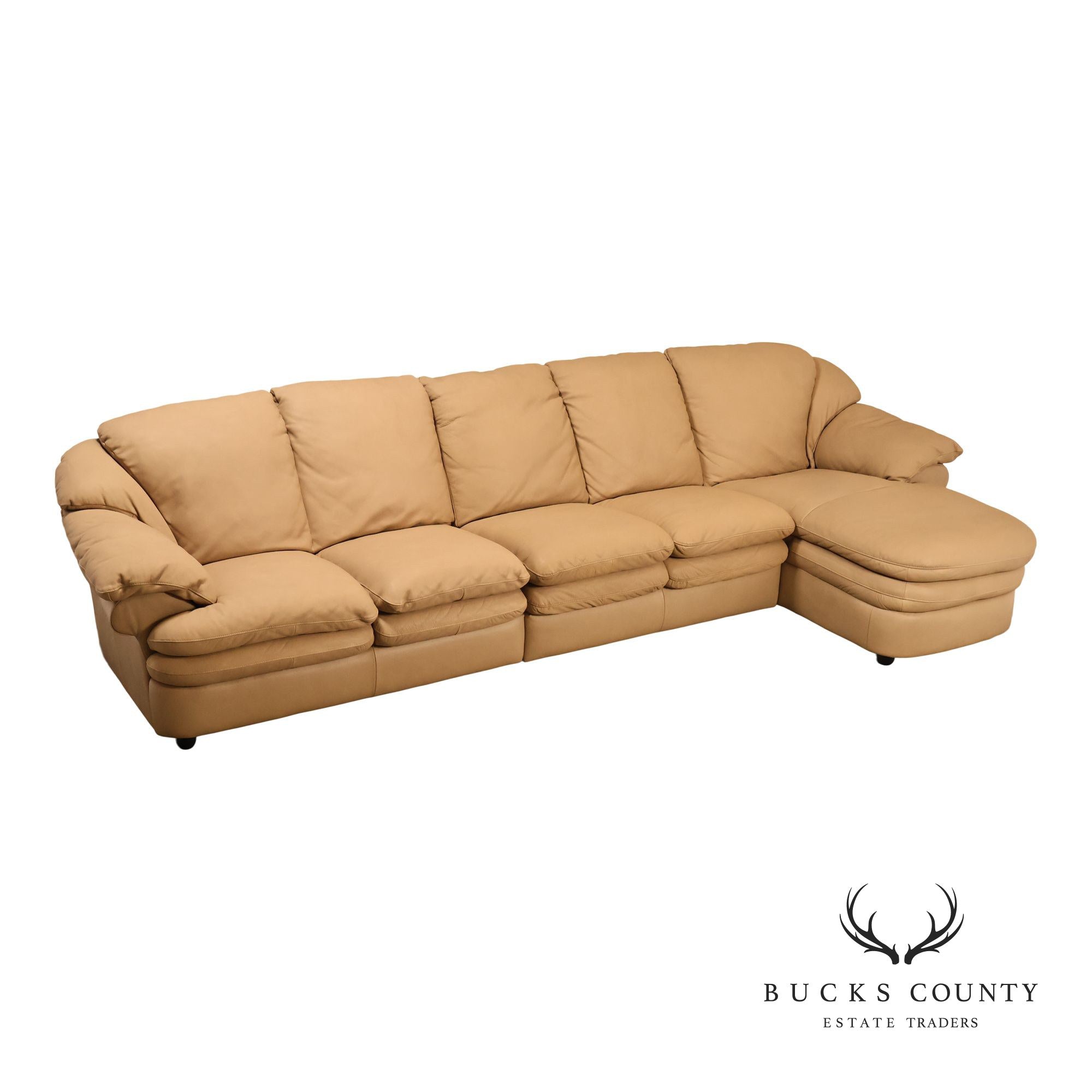 Italian Made Leather Sectional Sofa With Chaise