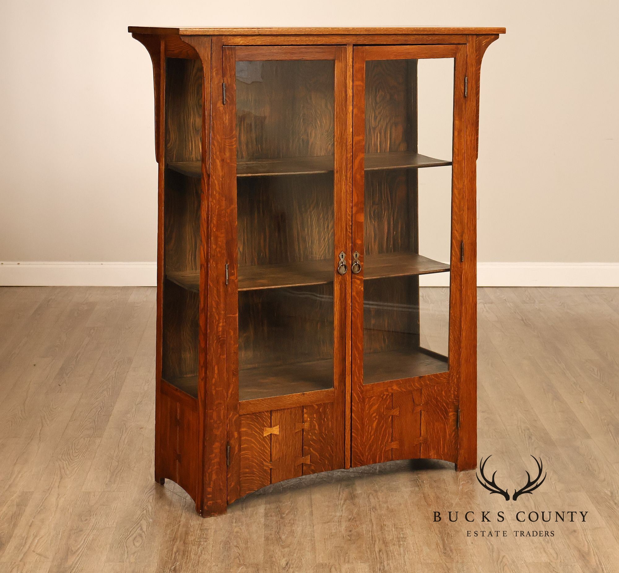 Charles Limbert Antique Oak Arts And Crafts China Cabinet