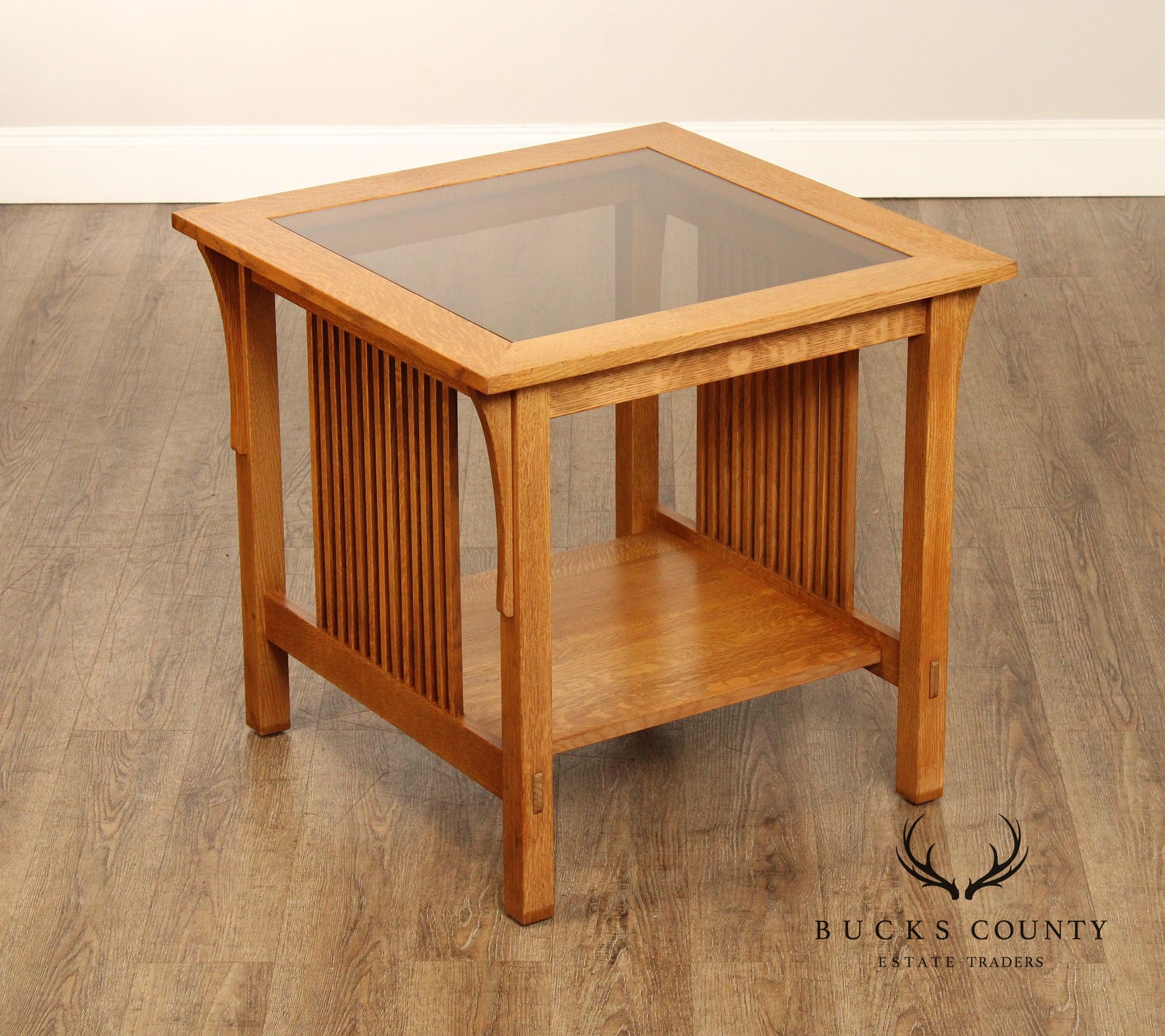 Stickley Mission Collection Oak and Glass Lamp Table