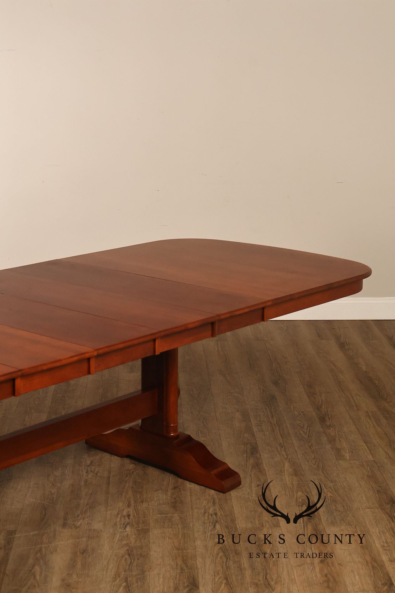 Richardson Brothers Solid Cherry Trestle Dining Table With Four Leaves