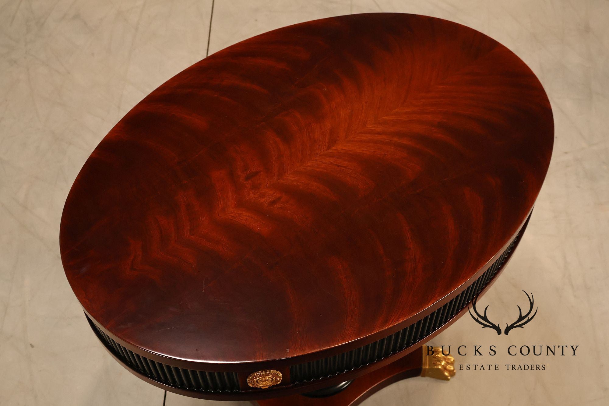 Mariner Neoclassical Style Pair Of Oval Mahogany Pedestal Tables