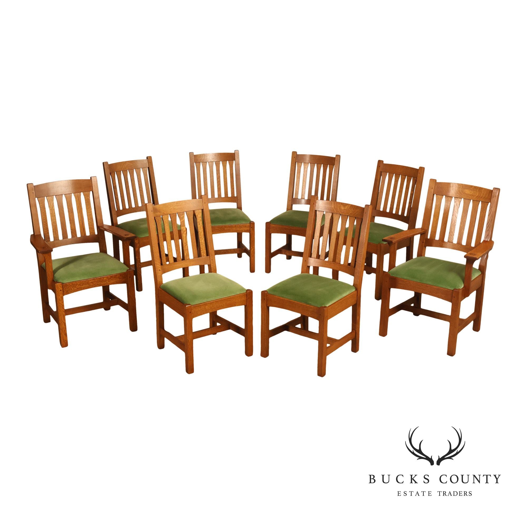 Stickley Mission Collection Set Of 8 Oak Cottage Dining Chairs In 35 Fayetteville Finish