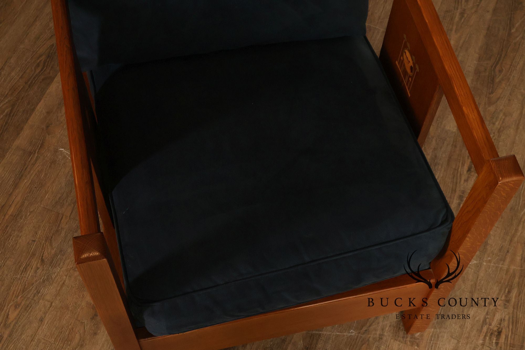 Stickley Mission Harvey Ellis Pair Of Inlaid Cube Chairs