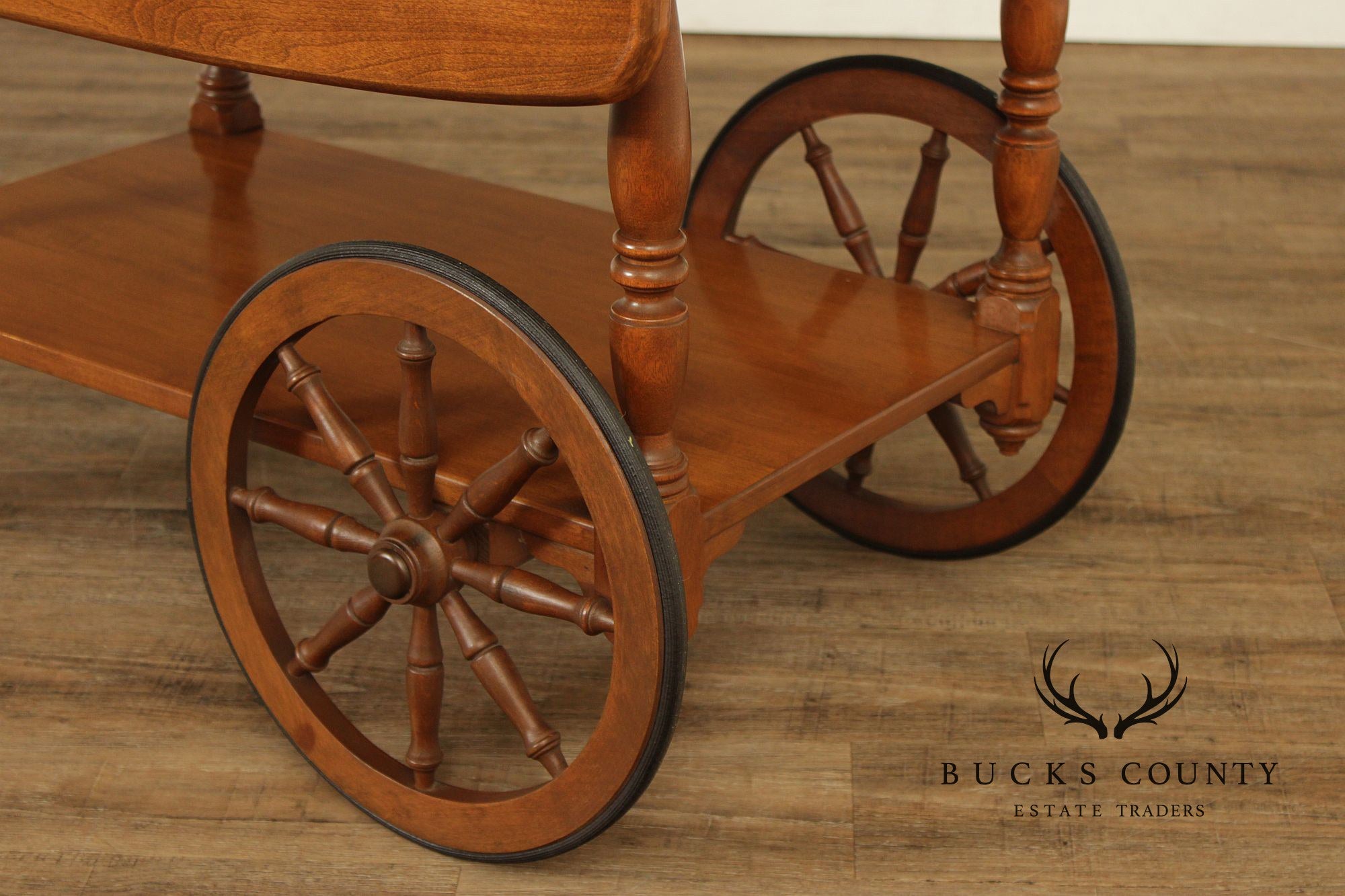 Ethan Allen Early American Maple Drop-Leaf Tea Cart