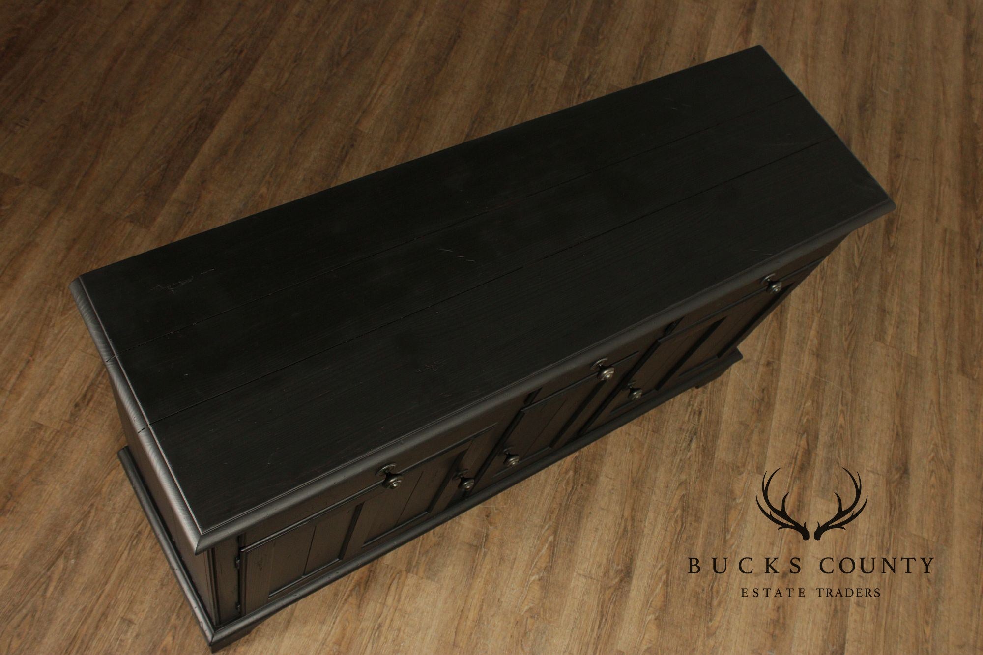 Ethan Allen Made In America Black Painted Three Drawer Buffet