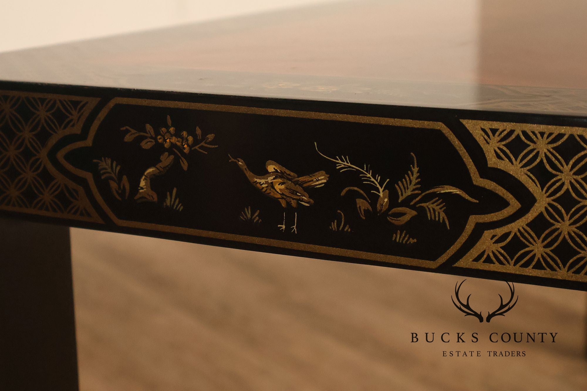 Drexel Heritage 'Et Cetera' Chinoiserie Painted Parsons Console Sofa Table