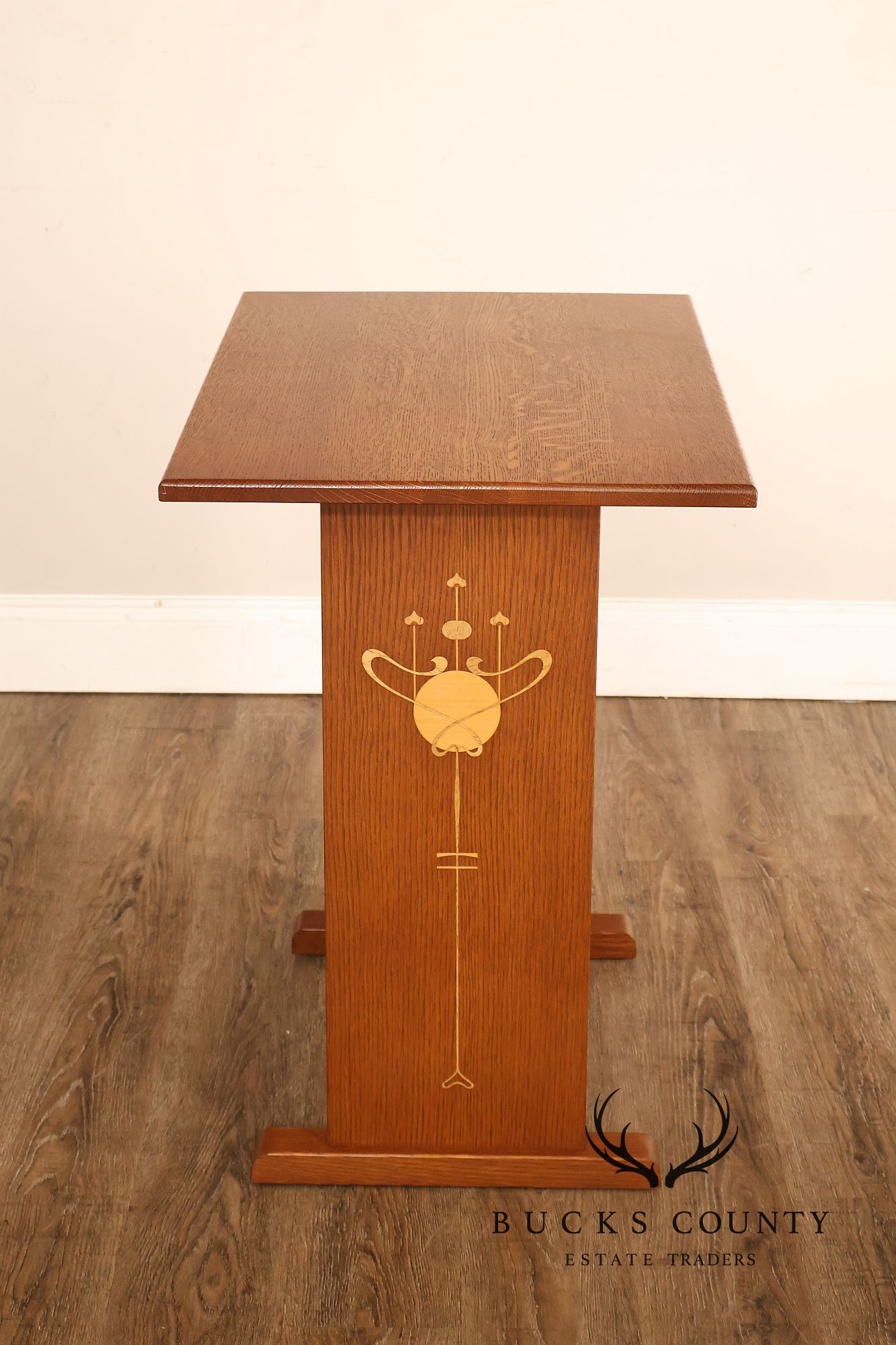 Stickley Mission Collection Harvey Ellis Inlaid Oak Tiered Occasional Table