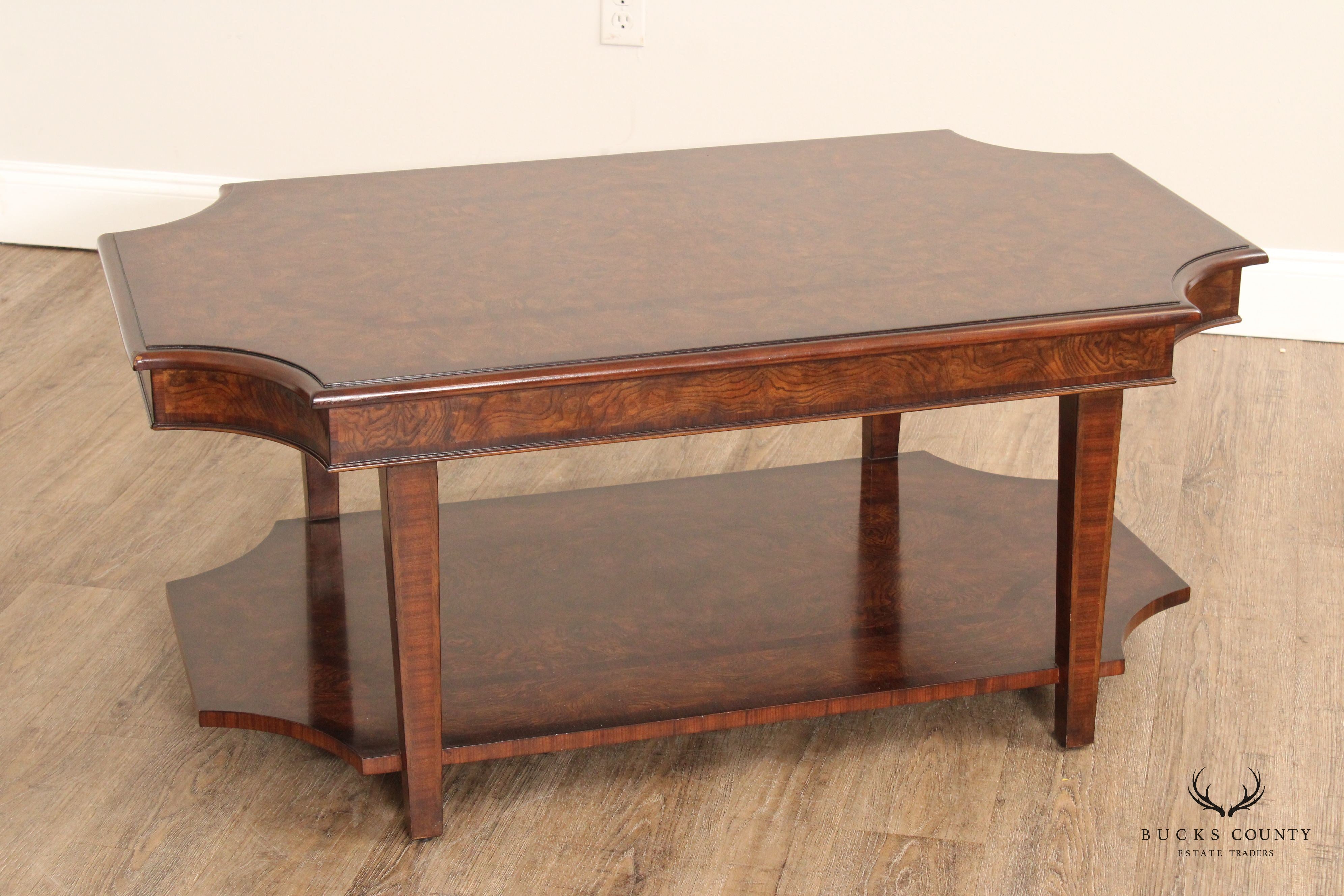 Theodore Alexander Two-Tier Burlwood Coffee Table