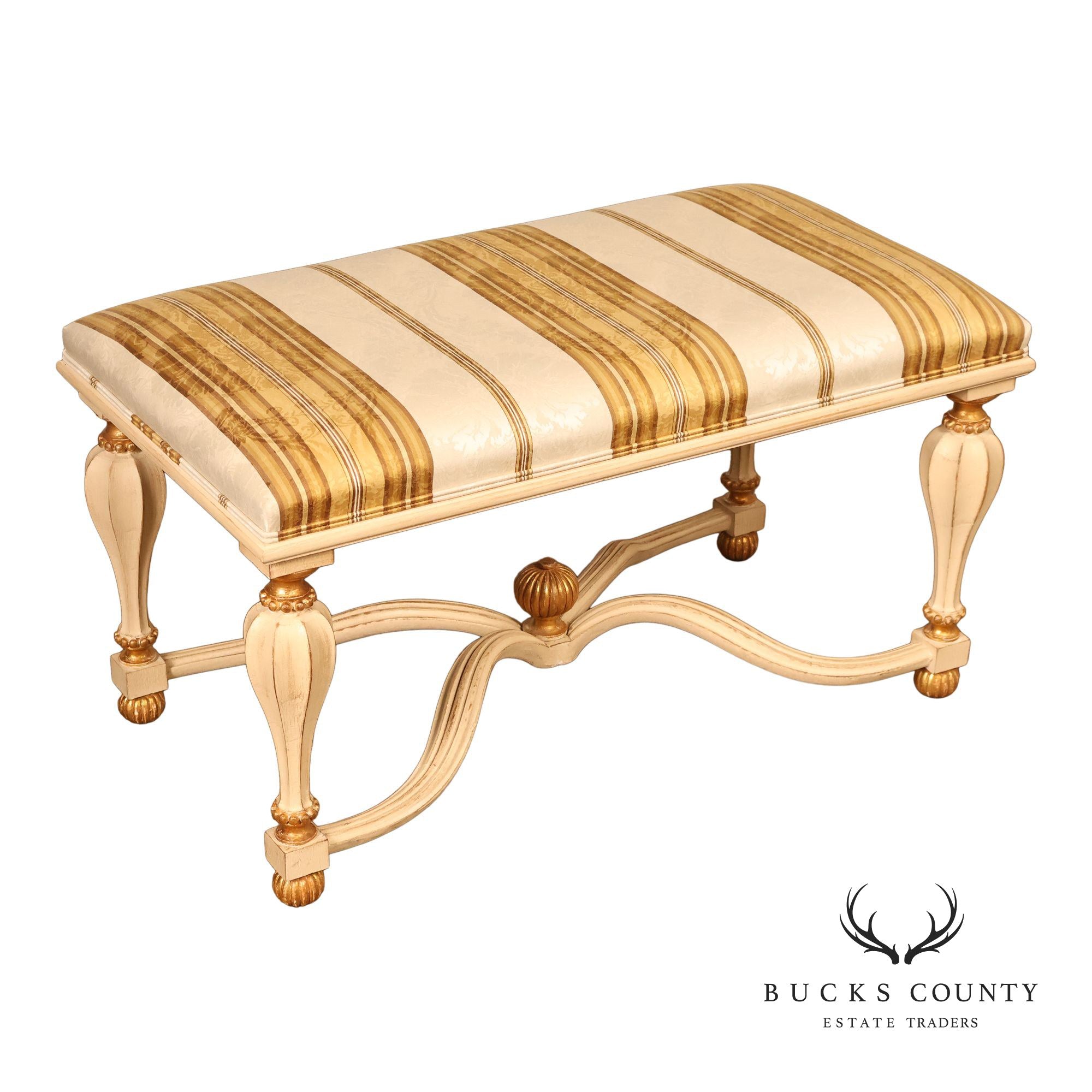 Decorative Crafts Inc. Italian Renaissance Style Partial Giltwood Painted Window Bench