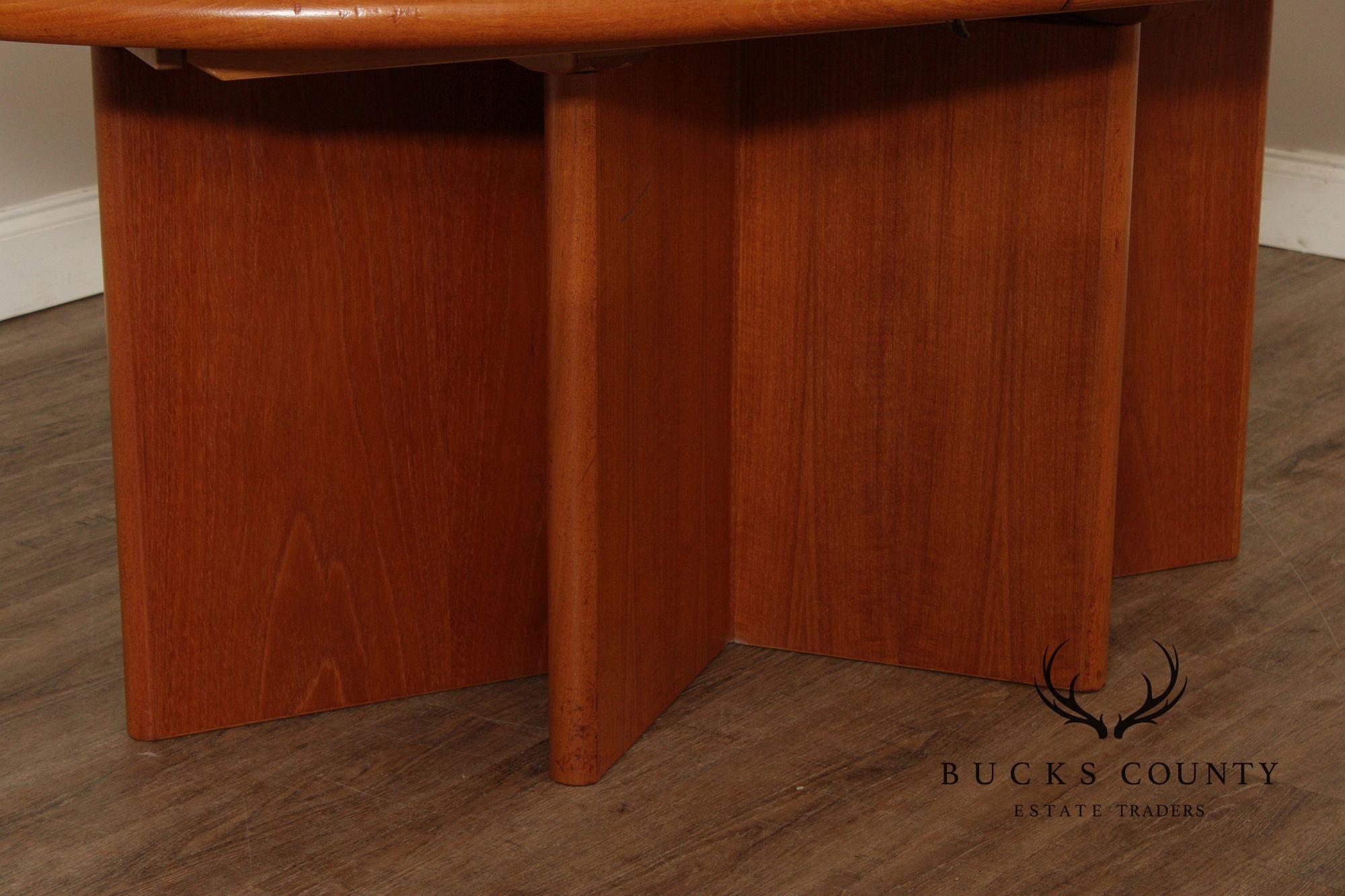 Ansager Møbler Danish Teak Pedestal Dining Table With Two Leaves