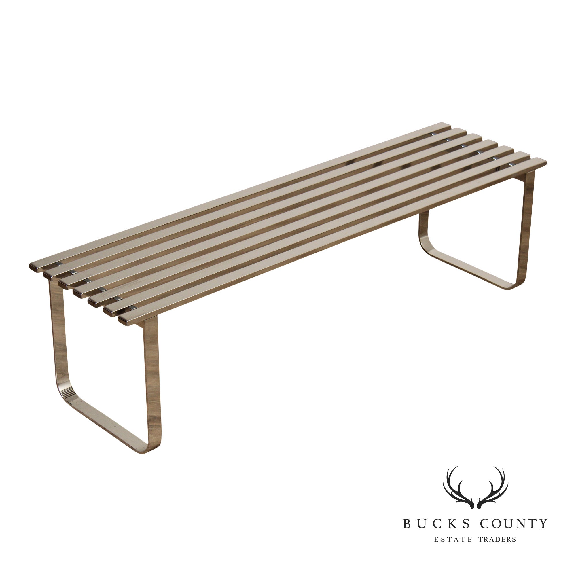Design Institute of America Modern Slatted Chrome Bench