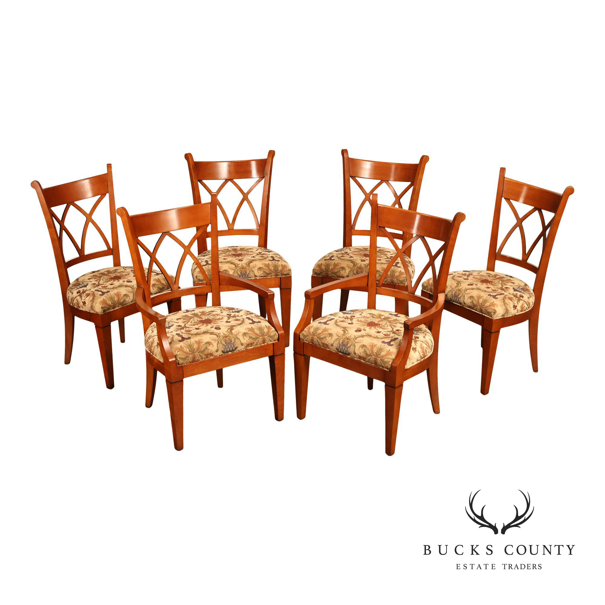 Harden Furniture Set Of Six Cherry Dining Chairs-European Interpretations Line