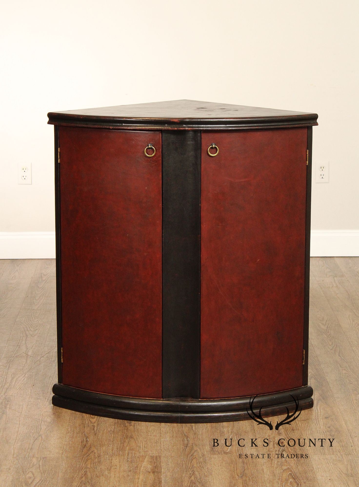 House of Mercier Art Deco Style Leather Wrapper Low Corner Cabinet