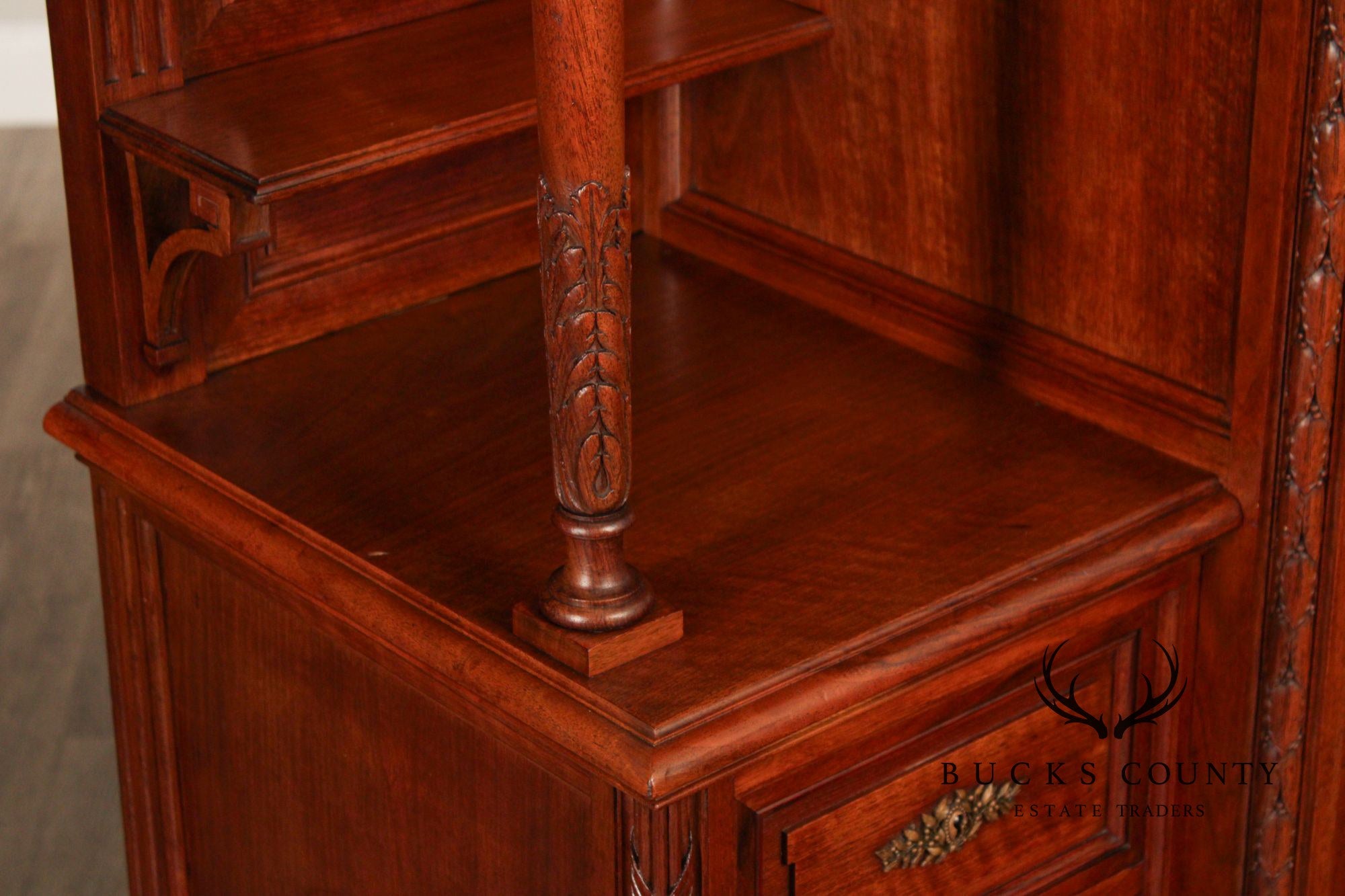Antique French Carved Walnut Display Cabinet