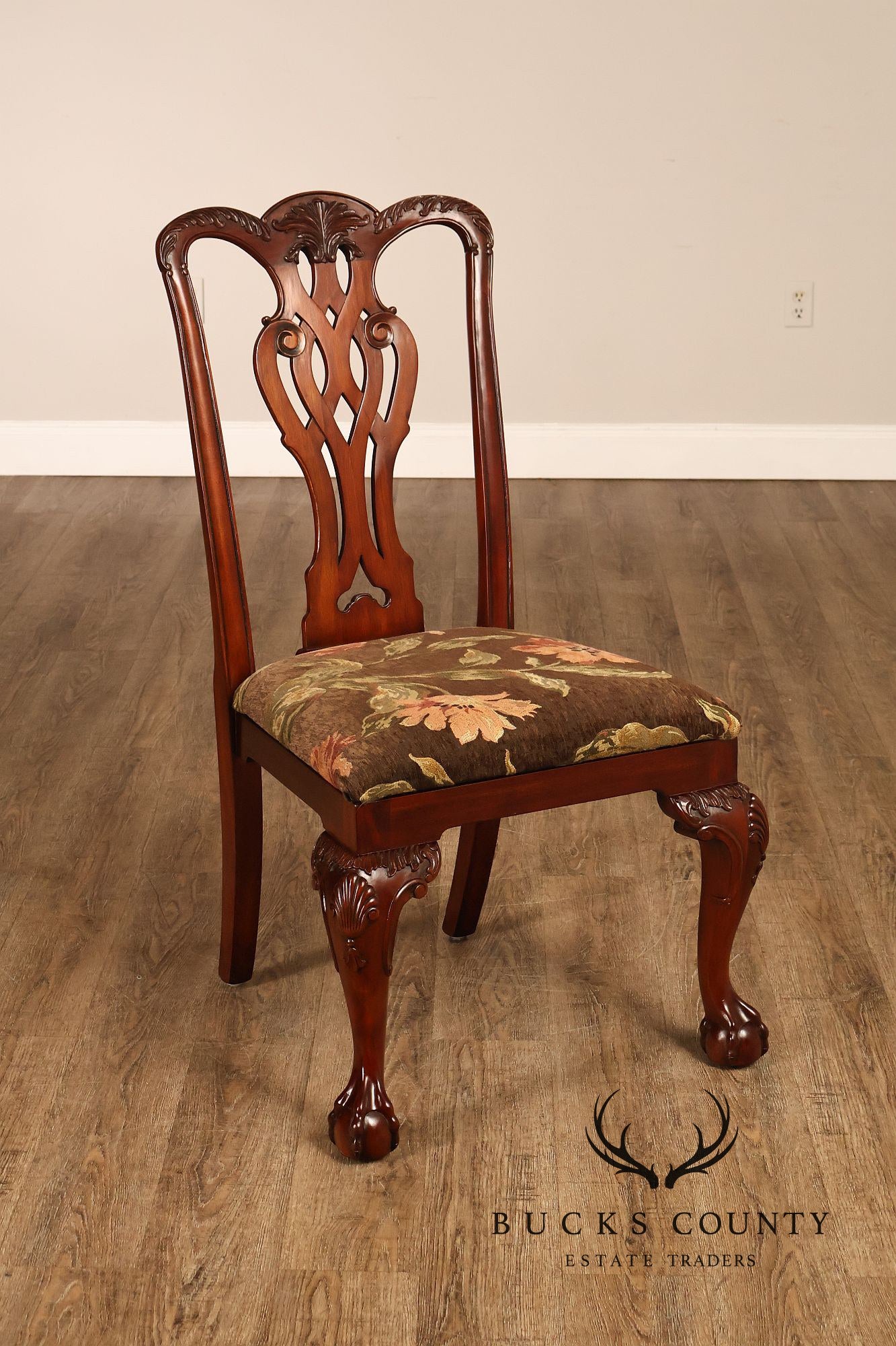 Maitland Smith Chippendale Style Set of Eight Mahogany Dining Chairs