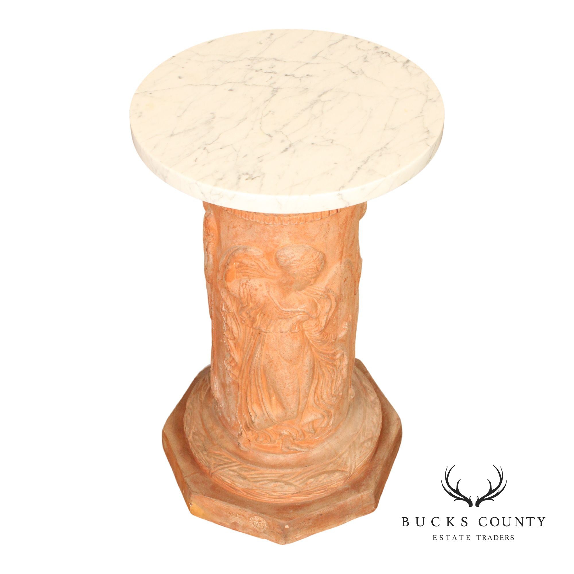 Italian Marble Top Terra Cotta Pedestal