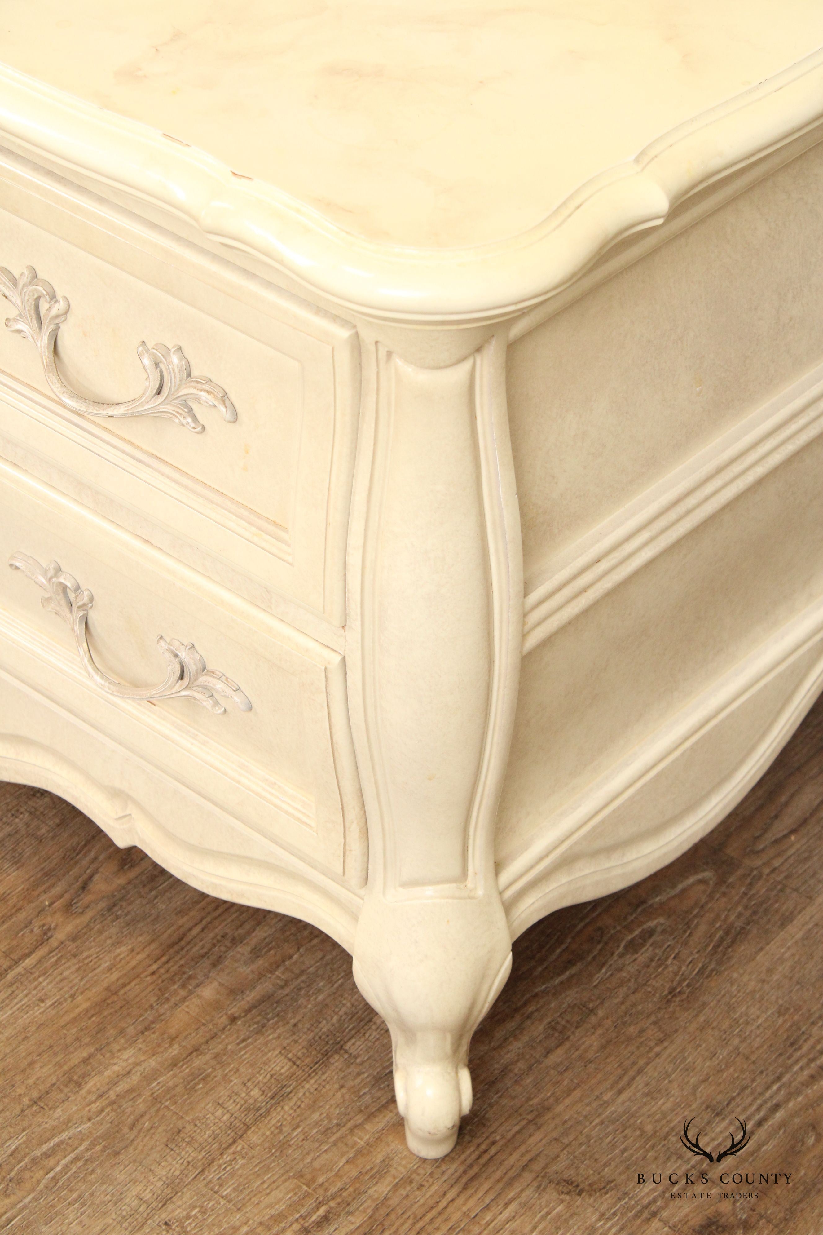 Union National French Provincial Style Pair of Painted Commodes