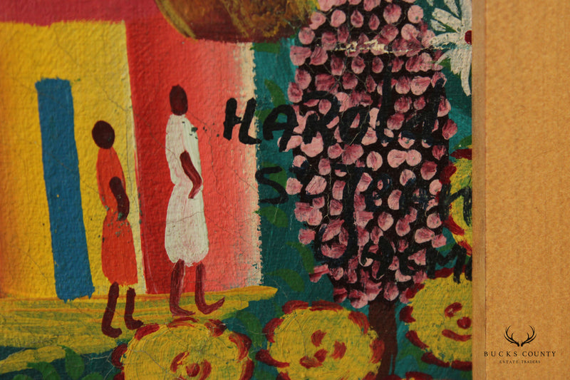 Harold St. Jean Haitian Seaside Village Oil Painting