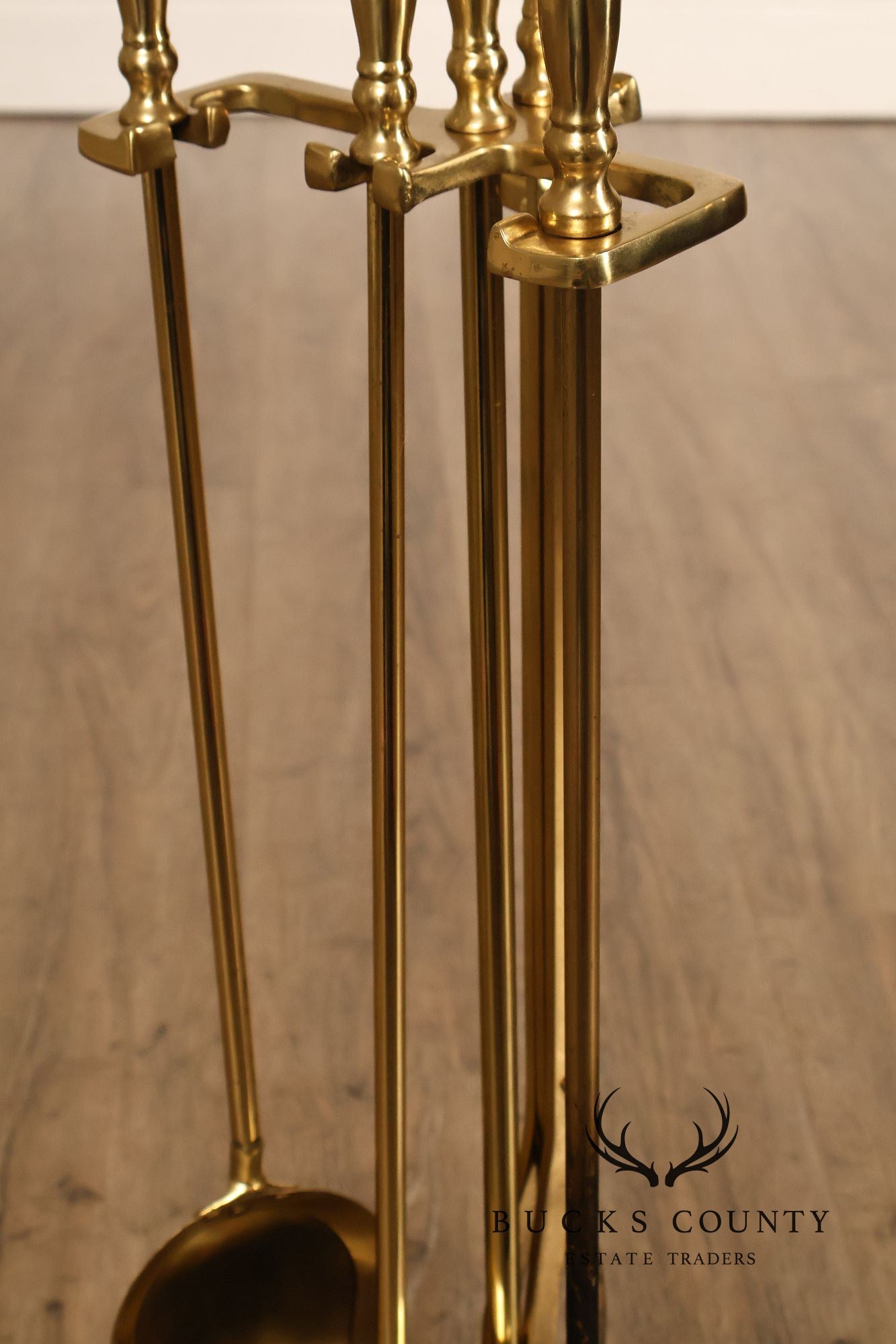 Traditional Five-Piece Brass Fireplace Tool Set