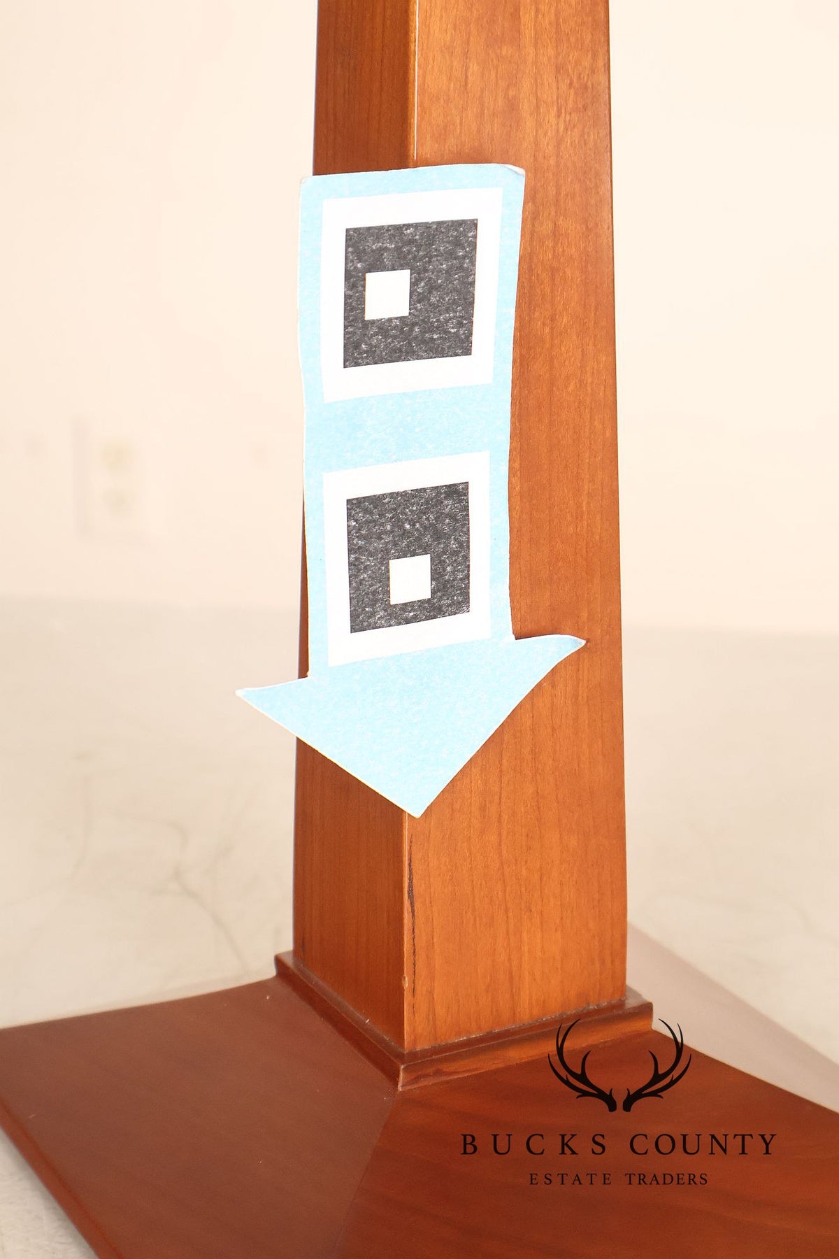 Stickley Stained Glass Shade Cherry Wood Table Lamp