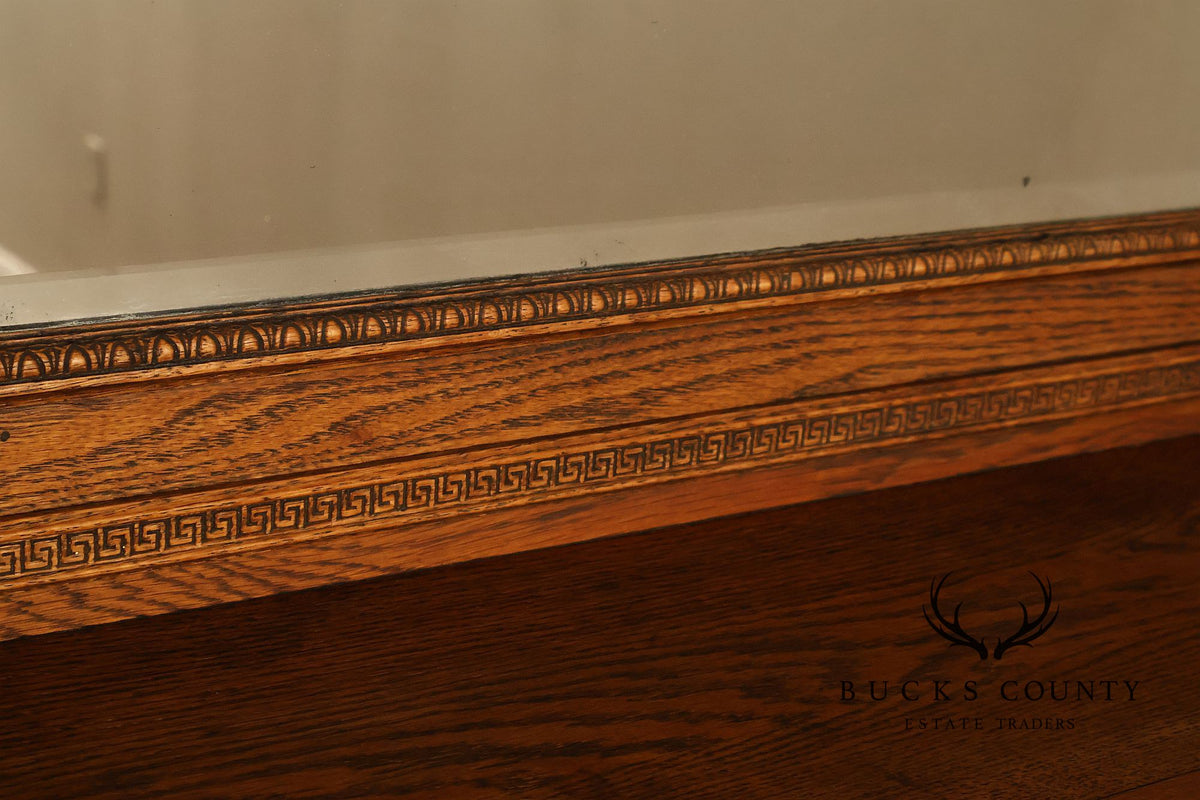 Antique C.B. Atkin Company Victorian Oak Mirrored Fireplace Mantel