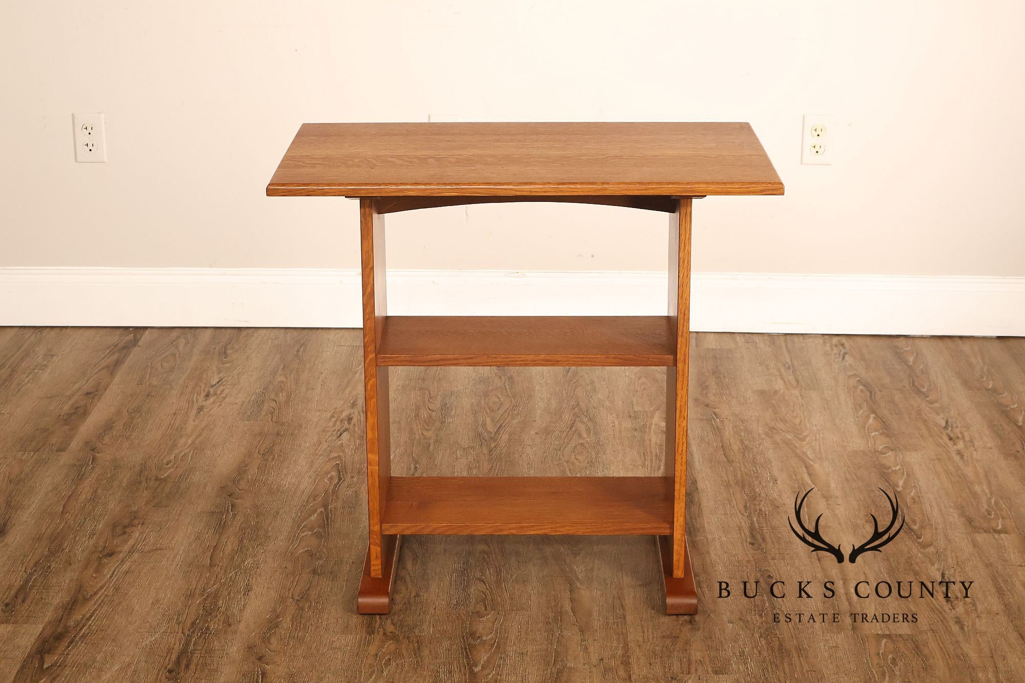 Stickley Mission Collection Harvey Ellis Inlaid Oak Tiered Occasional Table