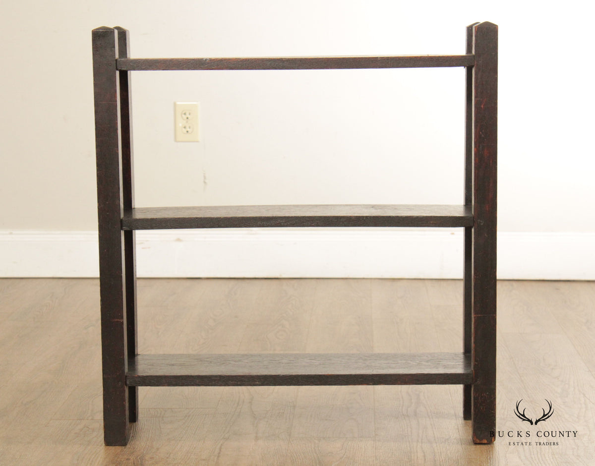 Arts & Crafts Oak Three Tier Open Magazine Stand