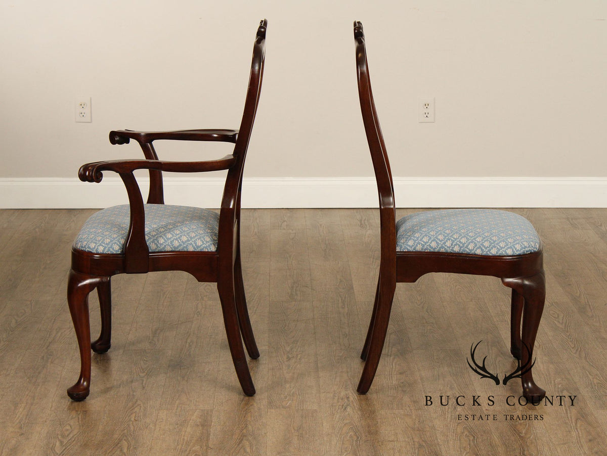 Stickley Queen Anne Style Set of Eight Mahogany Dining Chairs