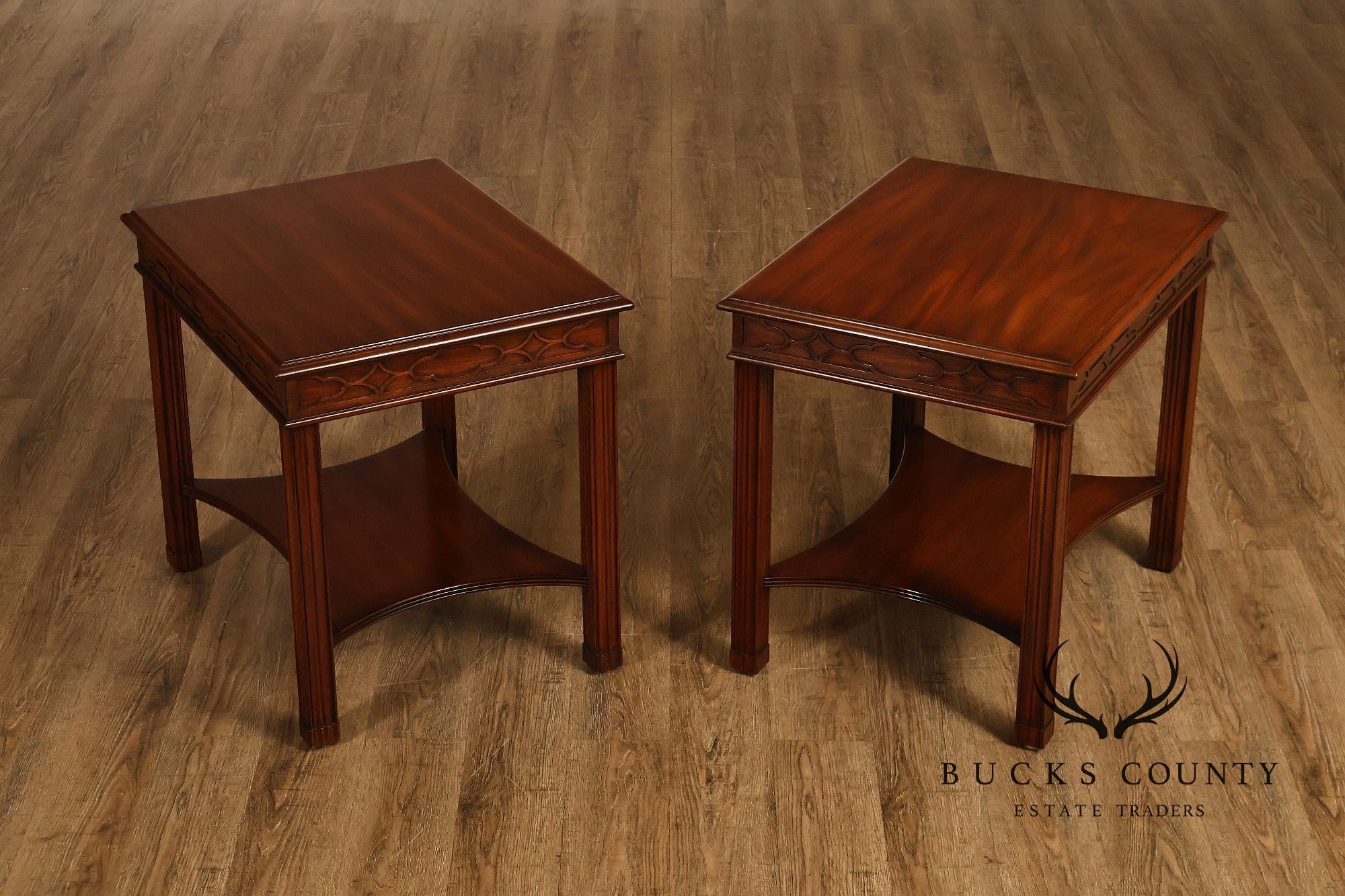 Henkel Harris Georgian Style Pair of Mahogany Side Tables