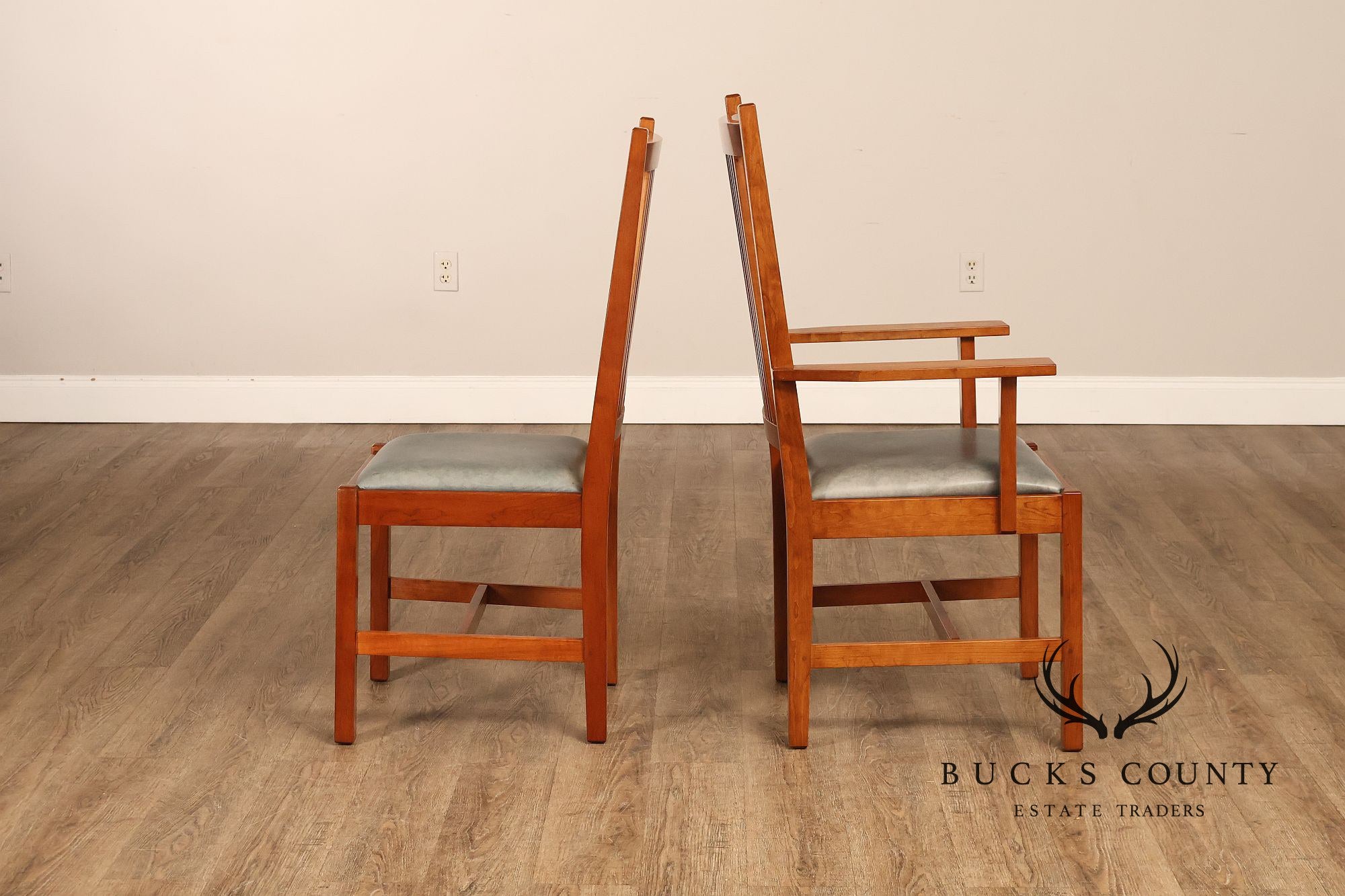 Stickley Mission Collection Set Of Eight Cherry Spindle Dining Chairs