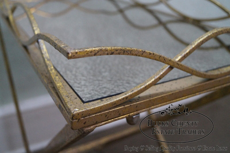 Regency Style Gilt Metal Mirror Top Serving Table