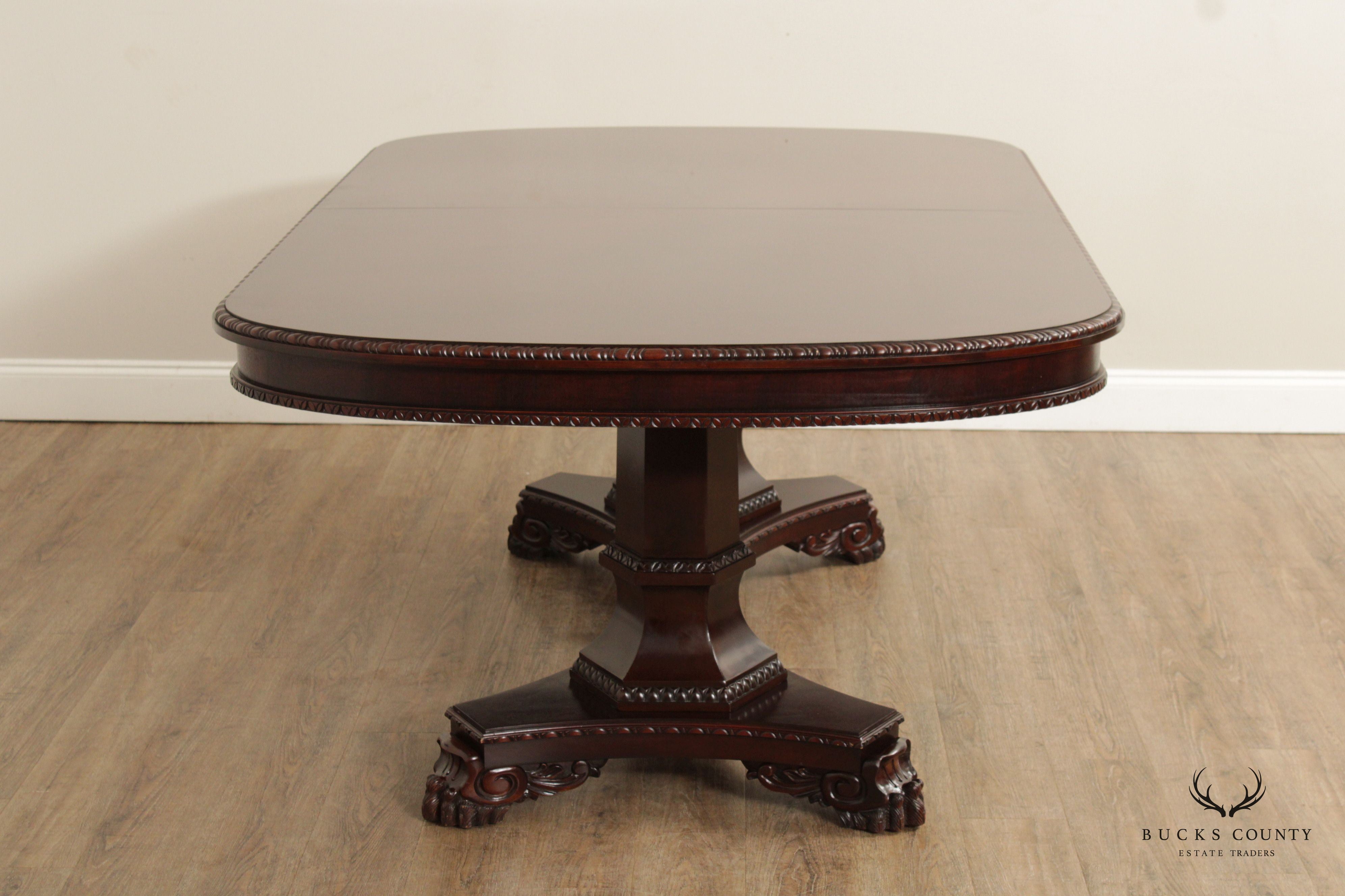 Empire Style Mahogany Double Pedestal Expandable Dining Table