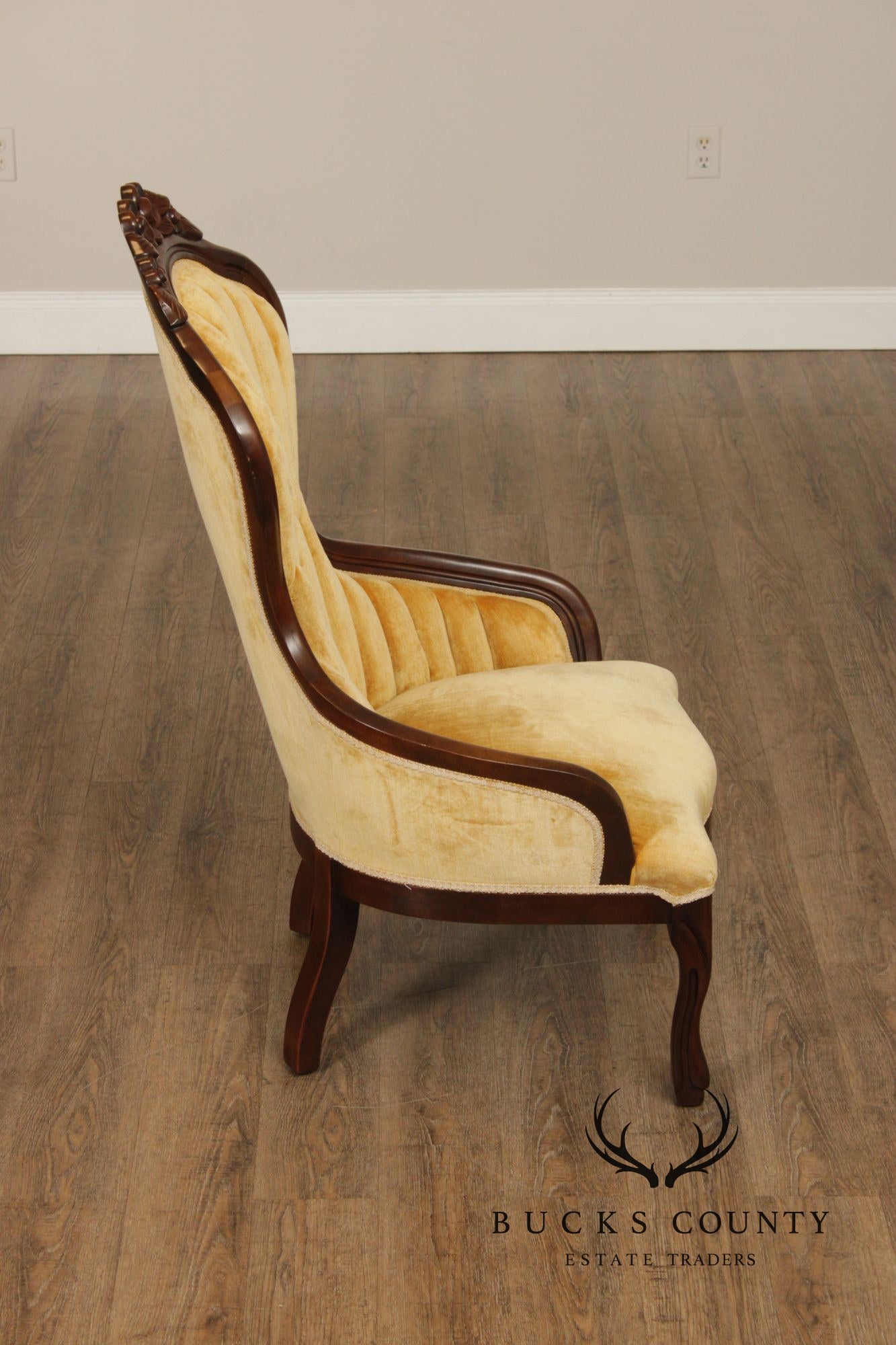 Kimball Furniture Victorian Style Pair of Carved Mahogany Parlor Chairs