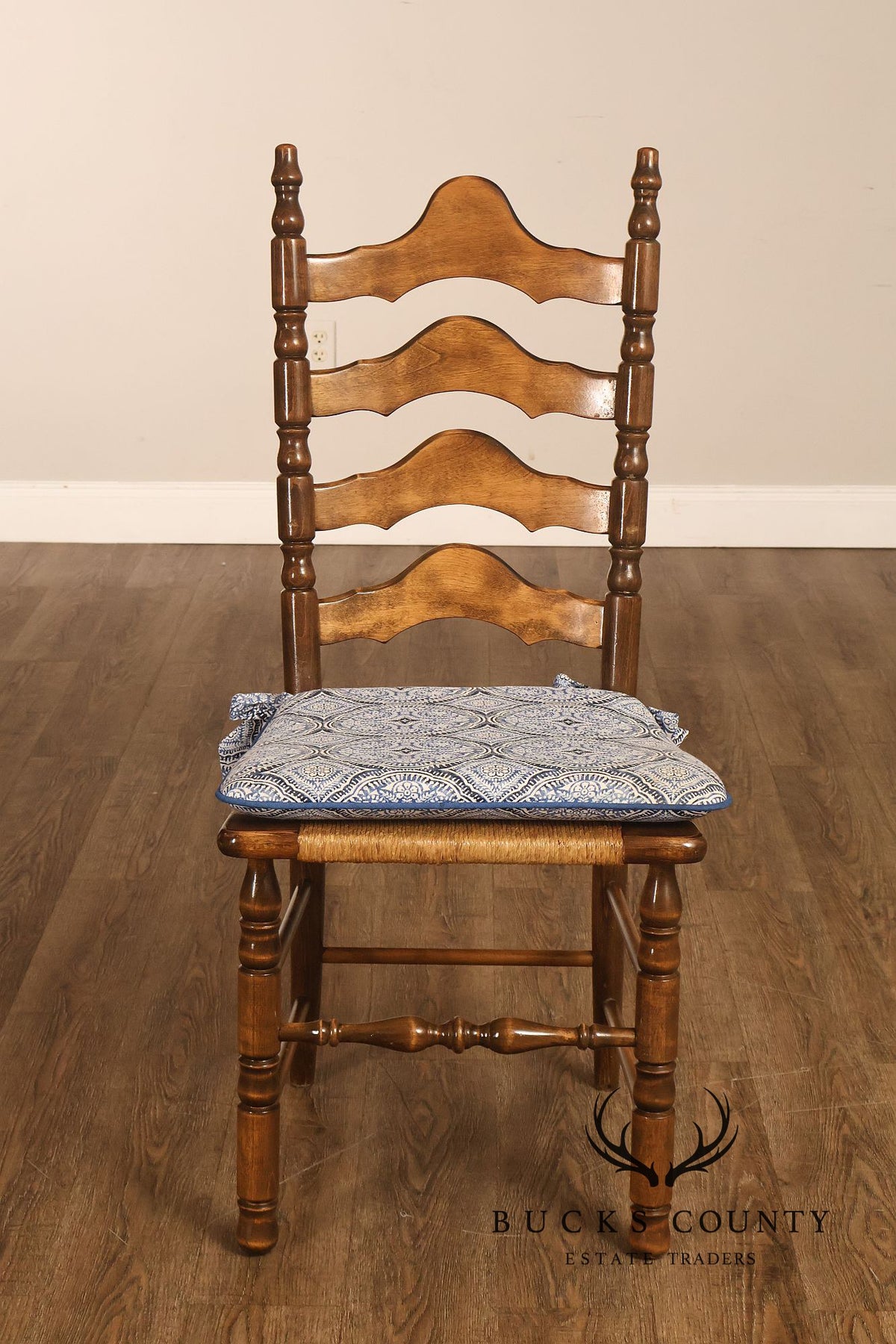 Hickory Chair Co. Set Of Six Country Ladder Back Rush Seat Dining Chairs